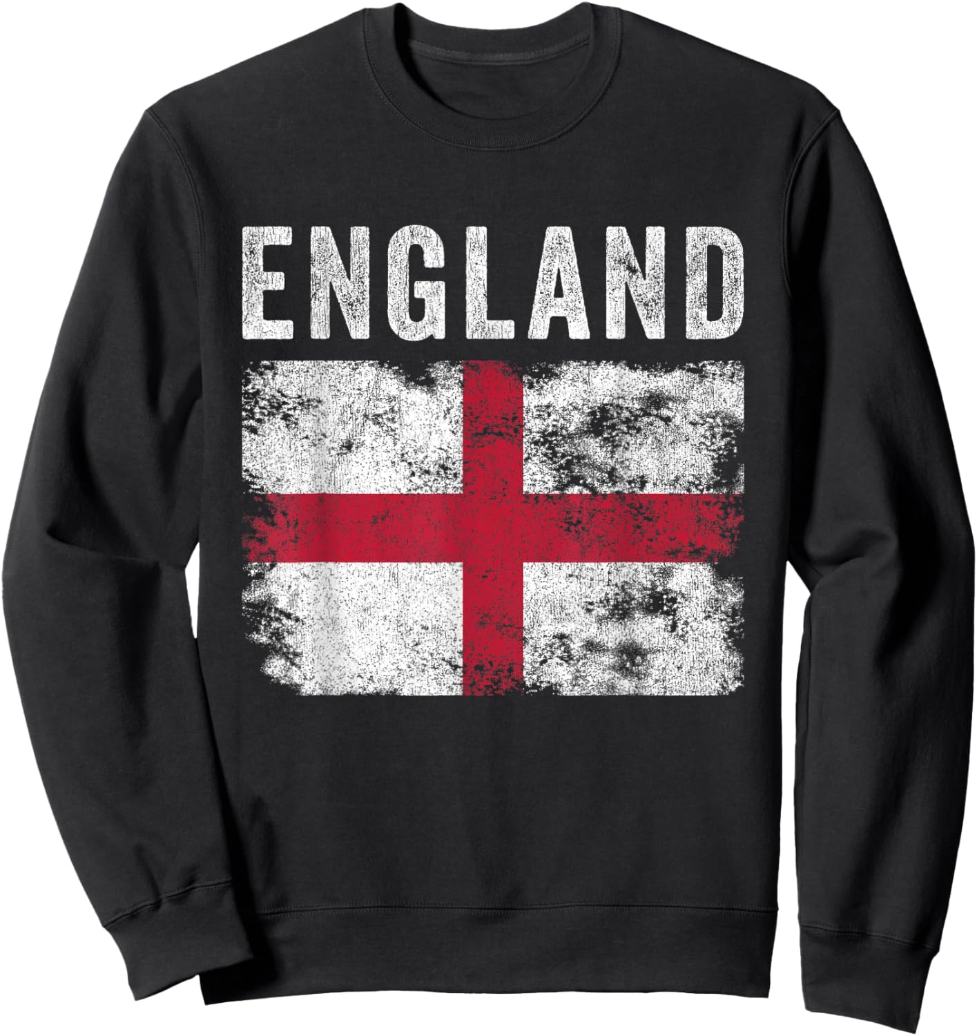 England Flag Distressed - Men Women Kids - English Flag Sweatshirt - Sweatshirt | Black