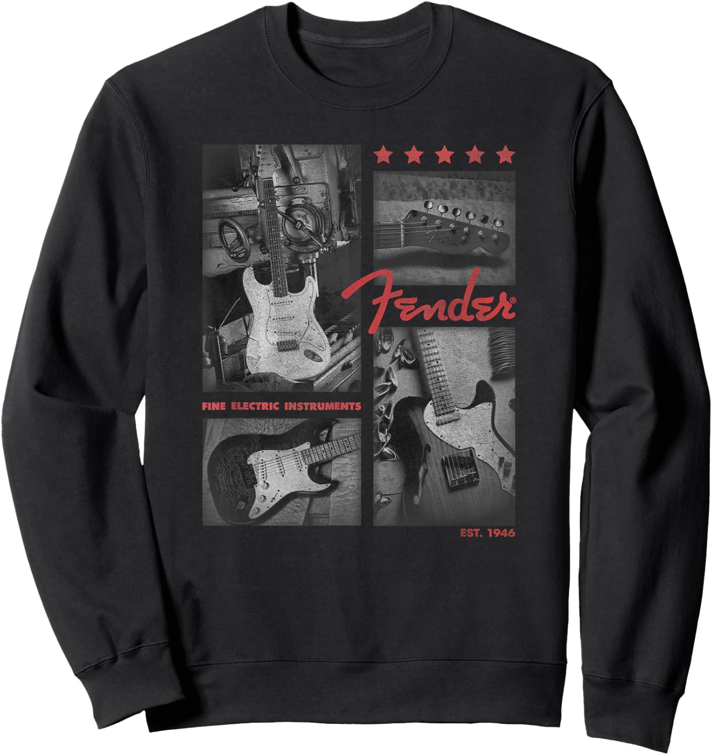 Fender Est. 1946 Electric Guitar Panels Sweatshirt - Sweatshirt | Black