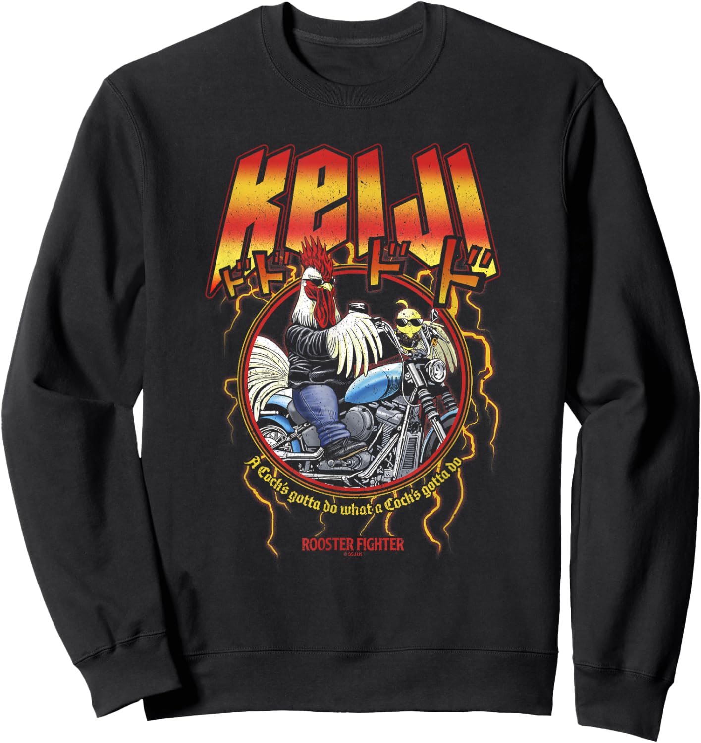 Rooster Fighter Keiji Metal Motorcycle Circle Sweatshirt - Sweatshirt | Black