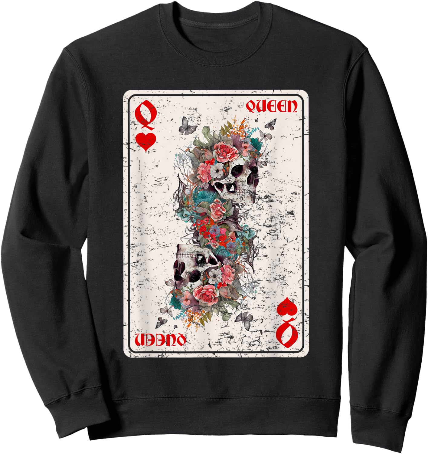 Queen of Hearts Card Game Horror Heart Queen Gothic Sweatshirt - Sweatshirt | Black