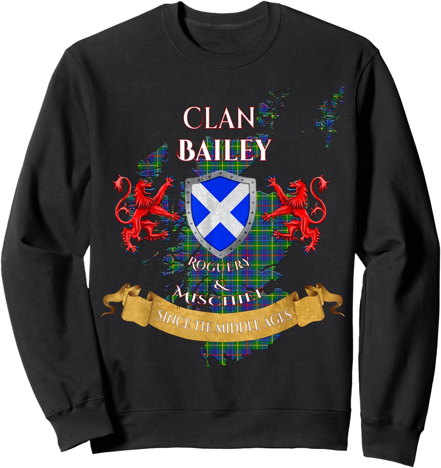 Bailey Scottish Family Clan Middle Ages Mischief Sweatshirt - Sweatshirt | Black