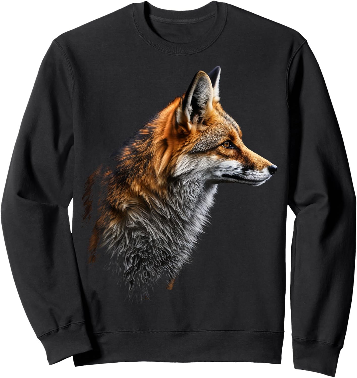 Fox Art Animal Lovers Motif Animal Sweatshirt - Sweatshirt | Black