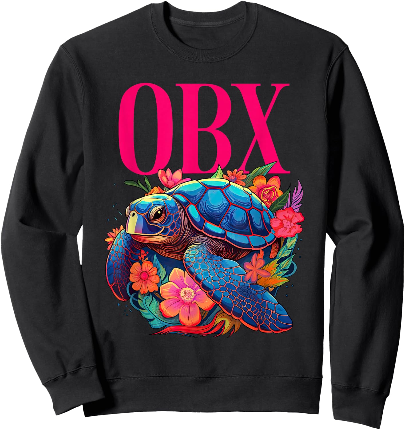 OBX Floral Beach Turtle Souvenir Men Women Girls Kids Sweatshirt - Sweatshirt | Black
