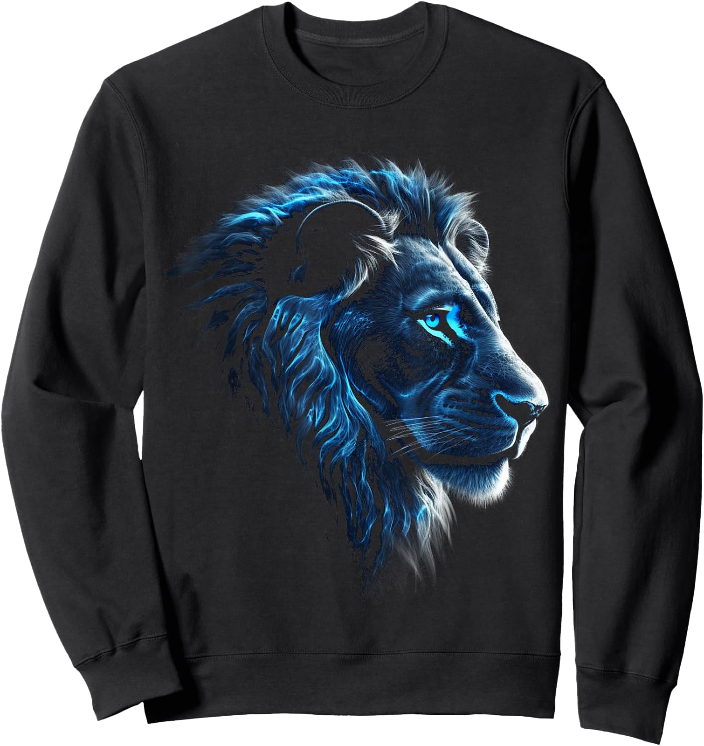 Lion Artwork - Blue Eyes Zoo Animal Lion Sweatshirt - Sweatshirt | Black