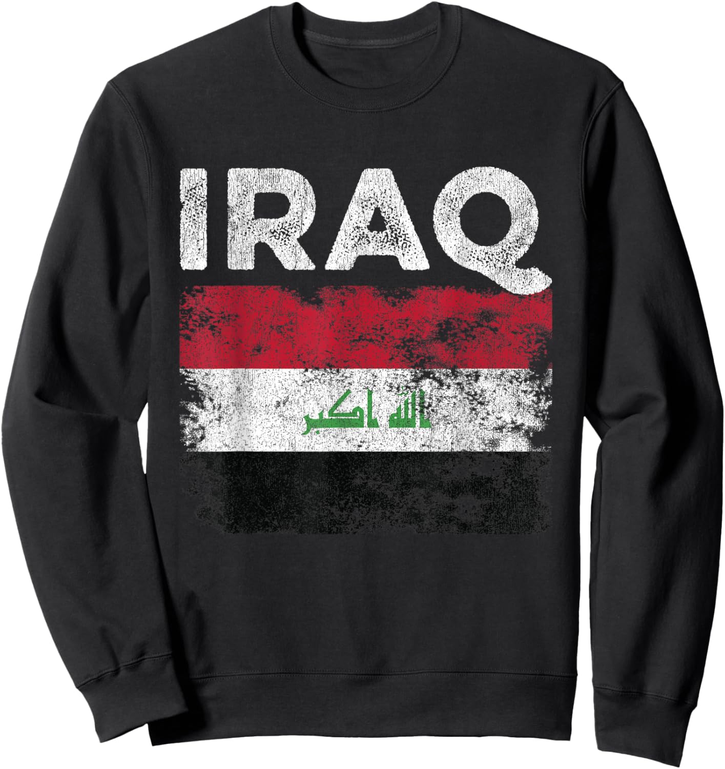 Iraq Flag Distressed - Men Women Kids - Iraqi Flag Sweatshirt - Sweatshirt | Black