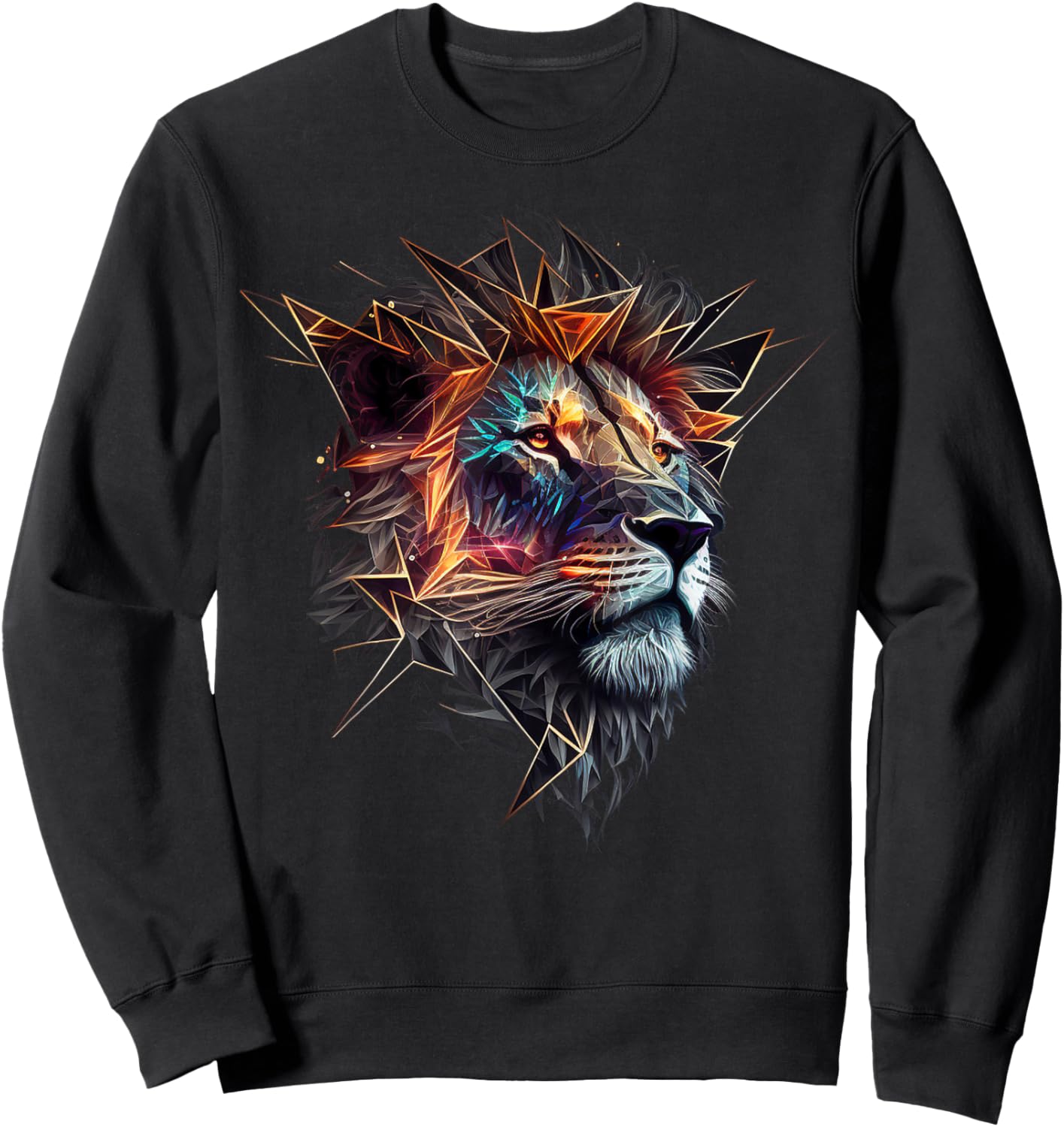 Lion Animal Lover Motif Animal Zoo Print Lion Sweatshirt - Sweatshirt | Black