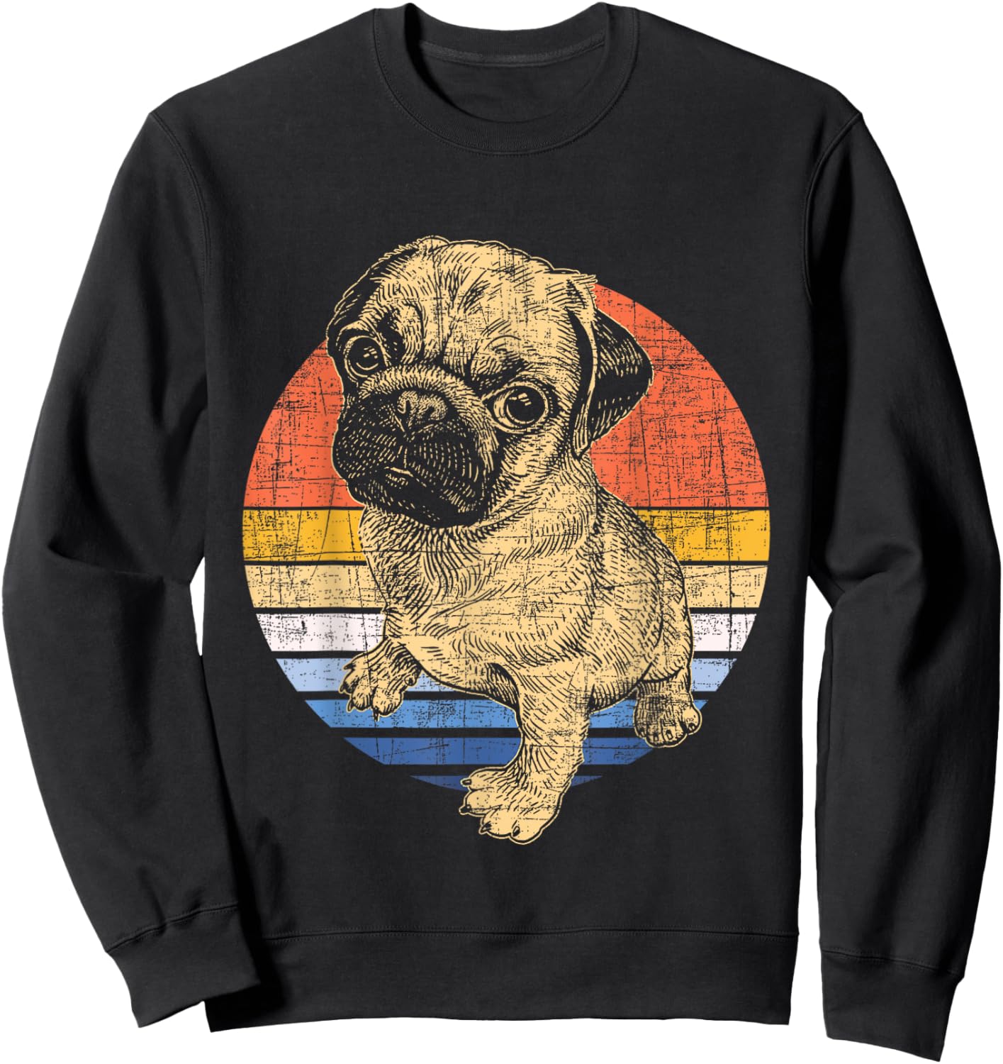 Retro Vintage Pug - Dog Lover Puppy Pet Trainer Breeder Sweatshirt - Sweatshirt | Black