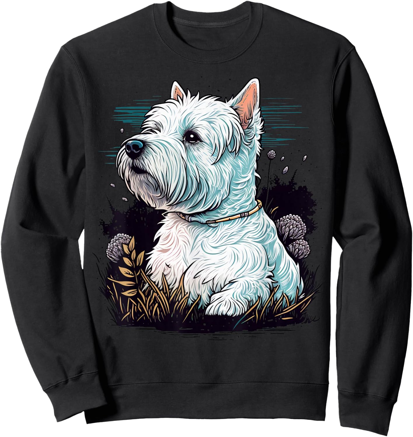 Cute West Highland White Terrier Dog on Westie Lover Sweatshirt - Sweatshirt | Black