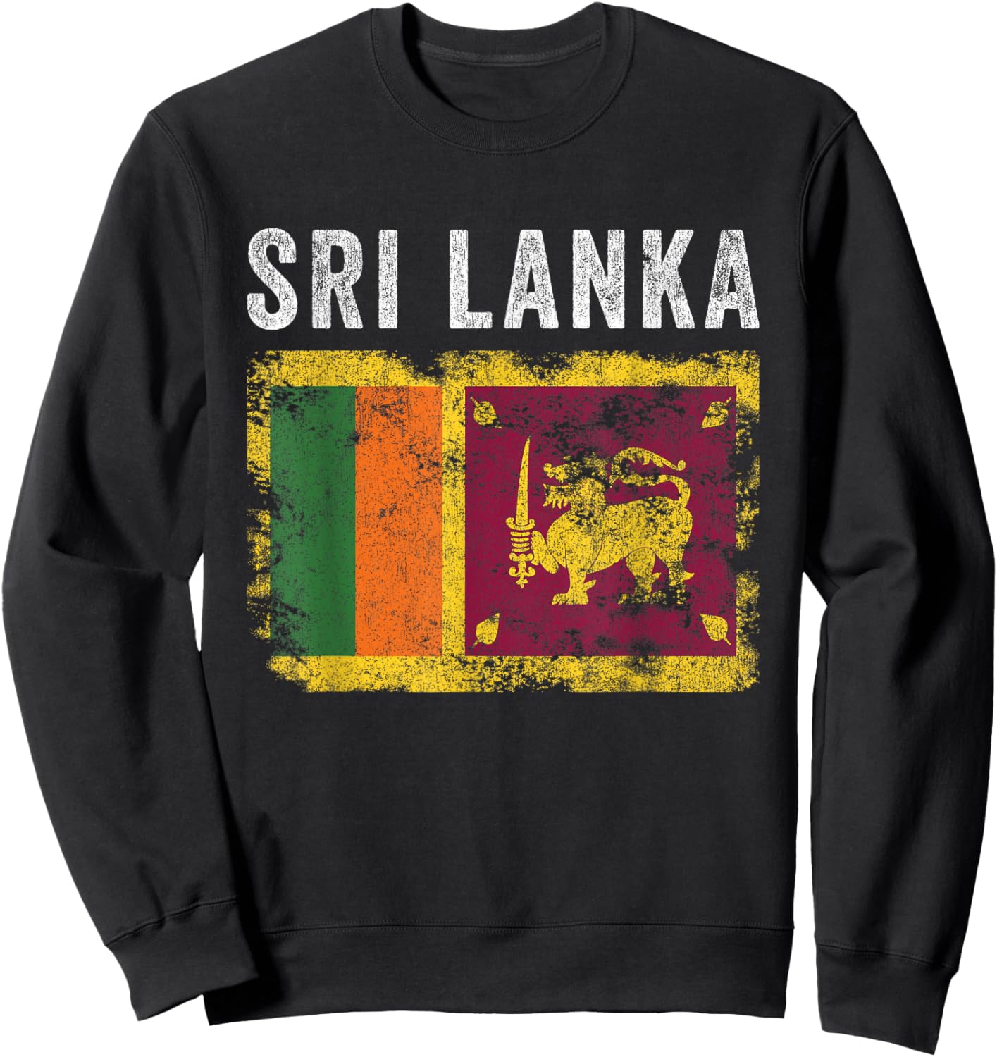 Sri Lanka Flag Distressed - Men Women Kids - Sri Lankan Flag Sweatshirt - Sweatshirt | Black