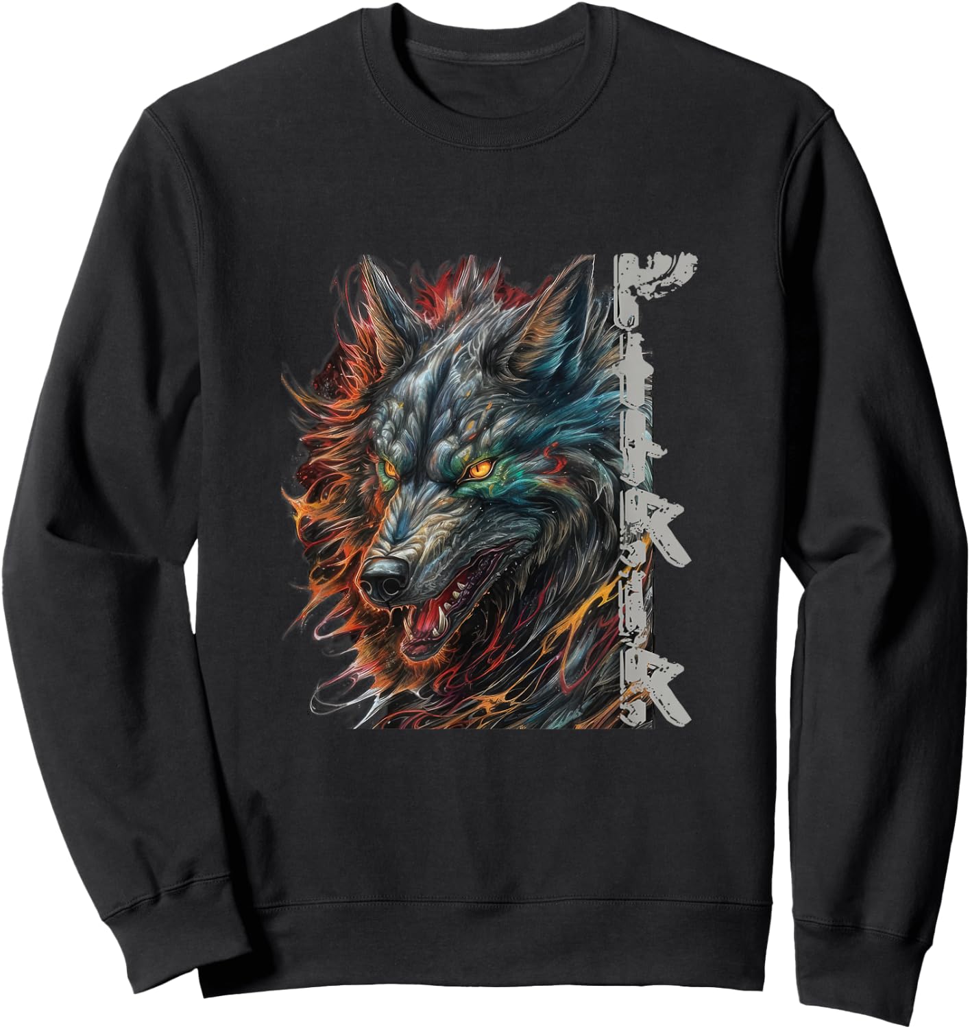 Wolf Fenriswolf Fenrir Viking Valhalla Runes Sweatshirt - Sweatshirt | Black