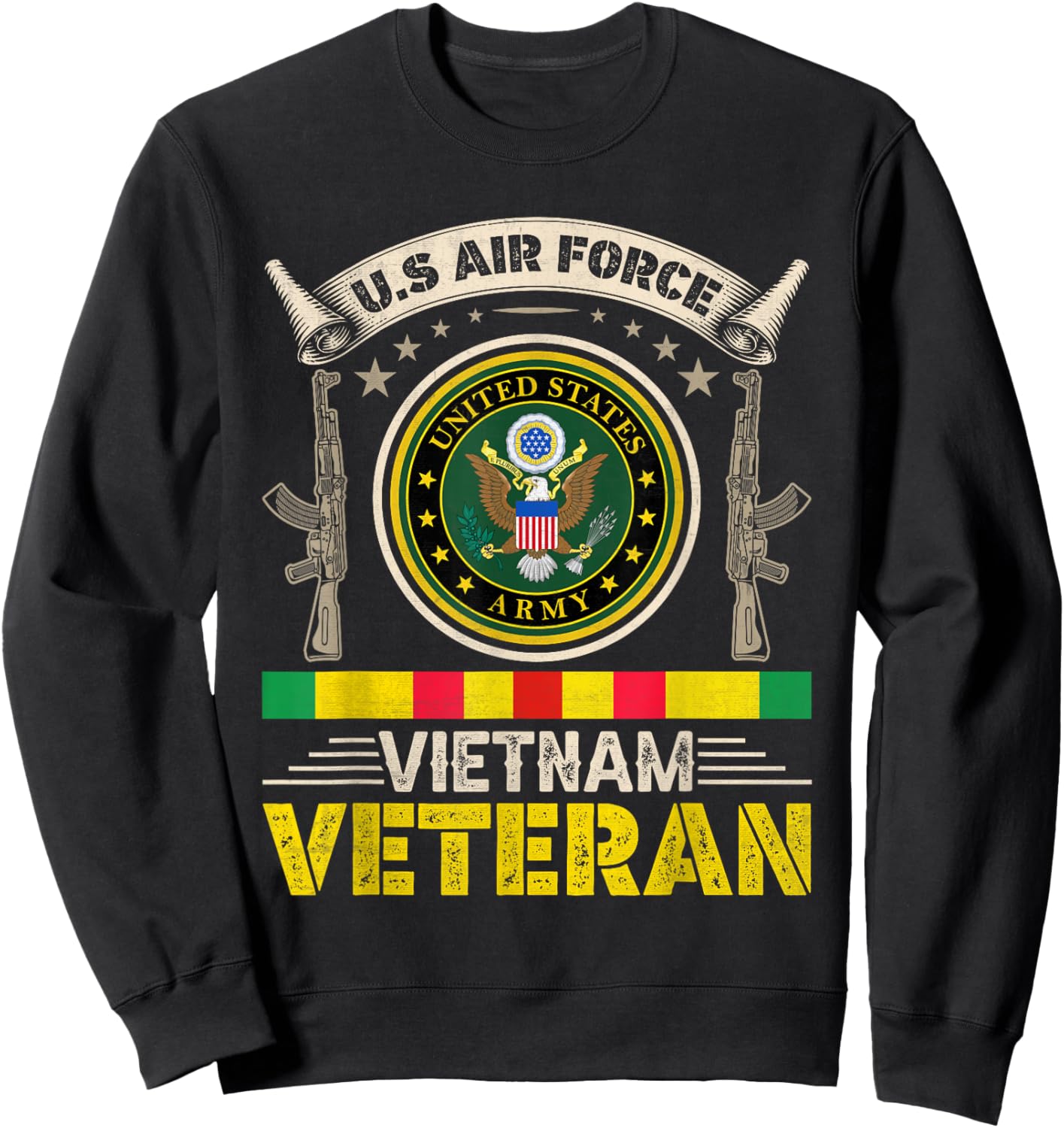 Vintage US Air Force Vietnam Veteran USA Flag Veterans Day Men Sweatshirt - Sweatshirt | Black