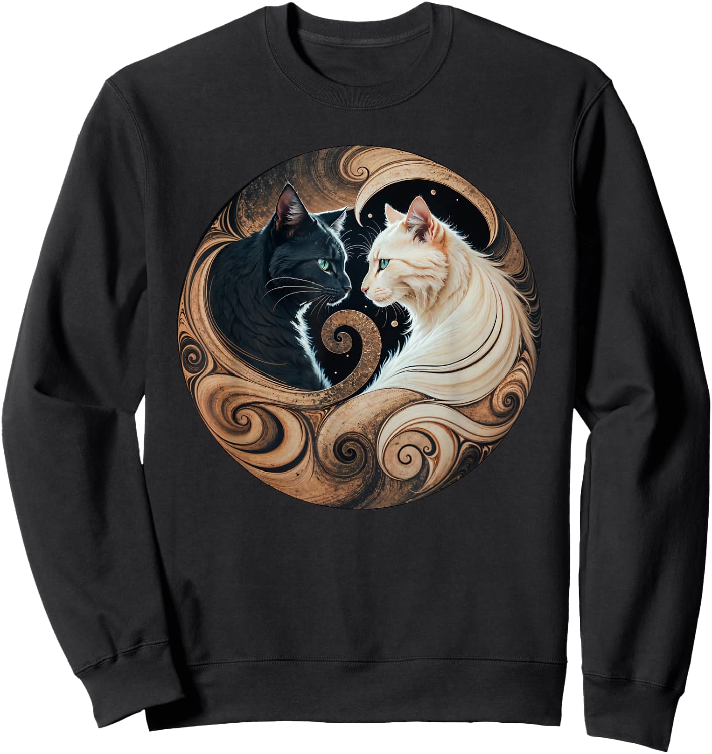 Cats Yin Yang Sweatshirt - Sweatshirt | Black