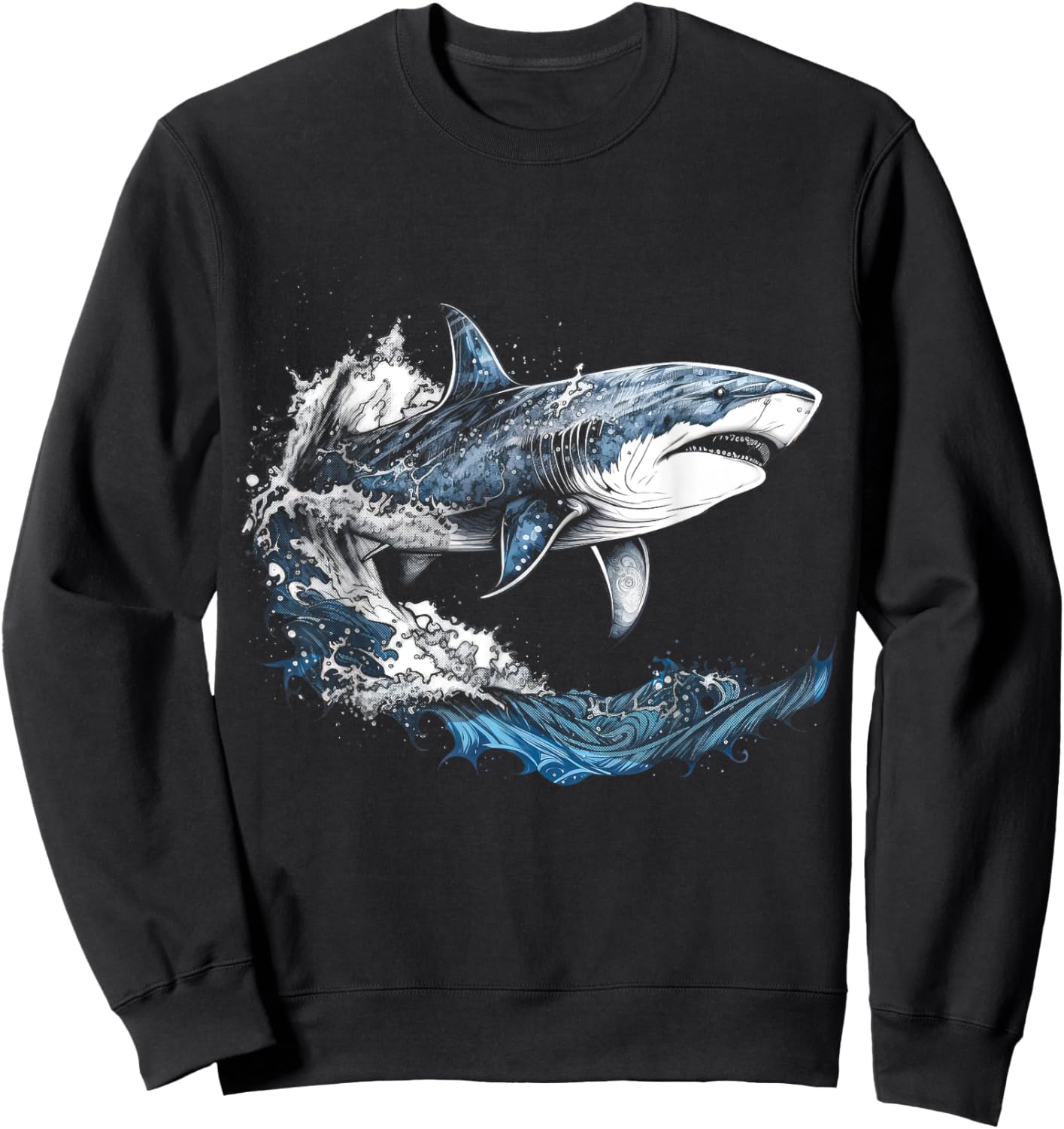 Shark Beach Lover Ocean Animal Graphic Novelty Sweatshirt - Sweatshirt | Black