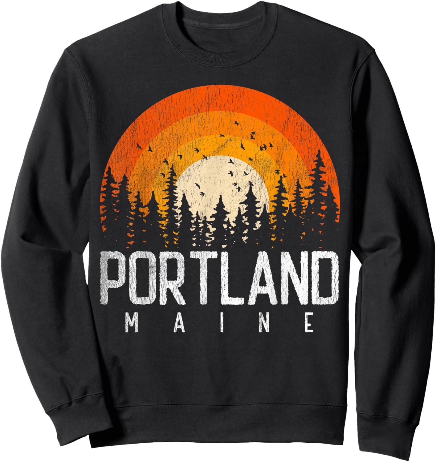 Portland Maine ME Shirt Retro Style Vintage 70s 80s 90s Gift Sweatshirt - Sweatshirt | Black