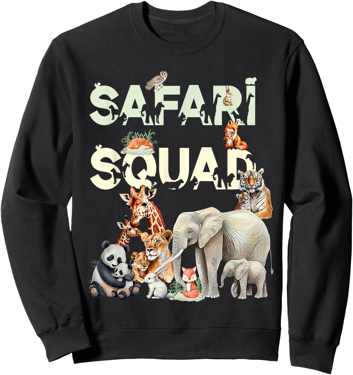 Safari Squad Animals Funny Zoo Animal Lovers Funny Safari Sweatshirt - Sweatshirt | Black