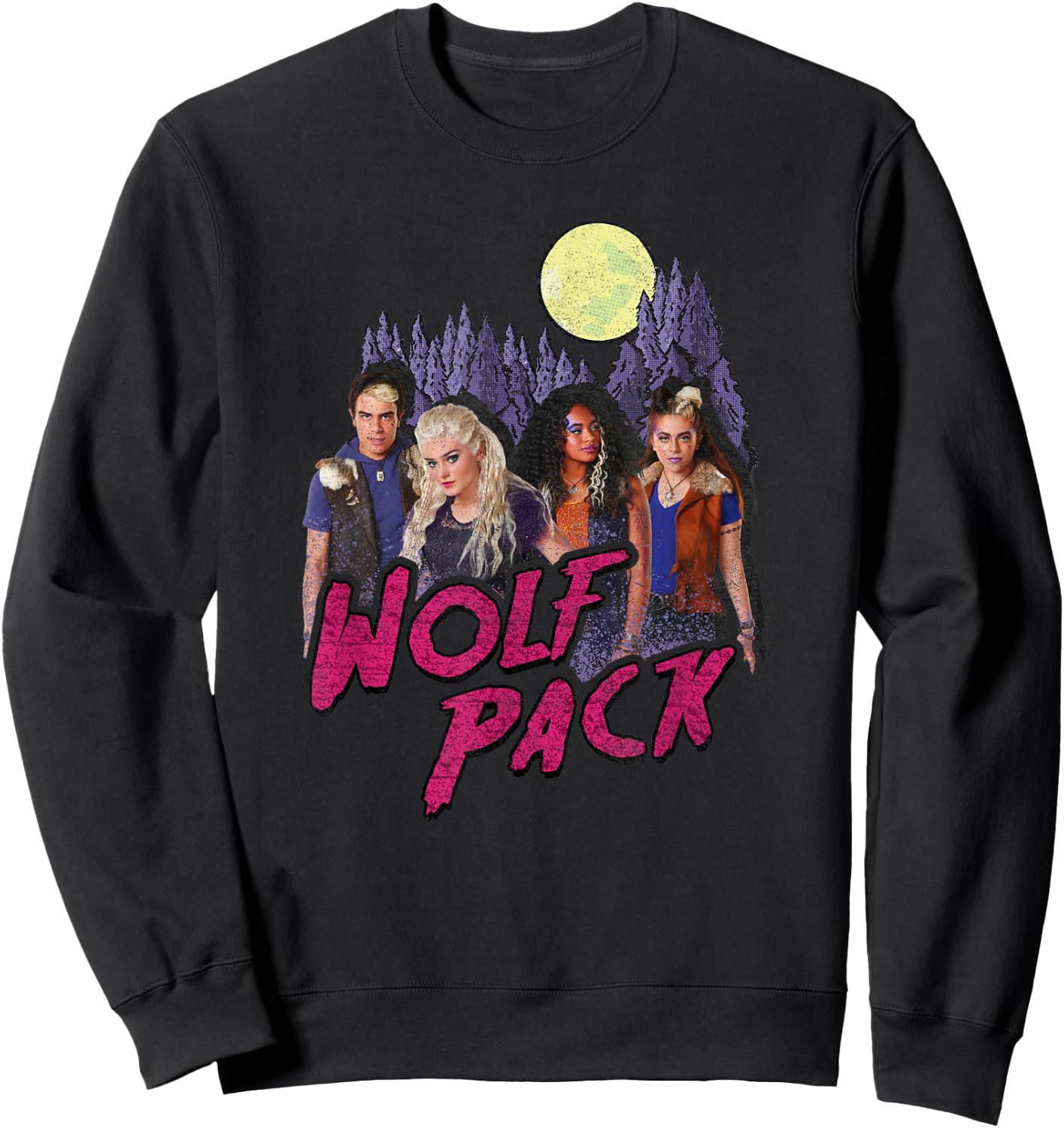 Disney Zombies Wolf Pack Full Moon Group Poster Sweatshirt - Sweatshirt | Black