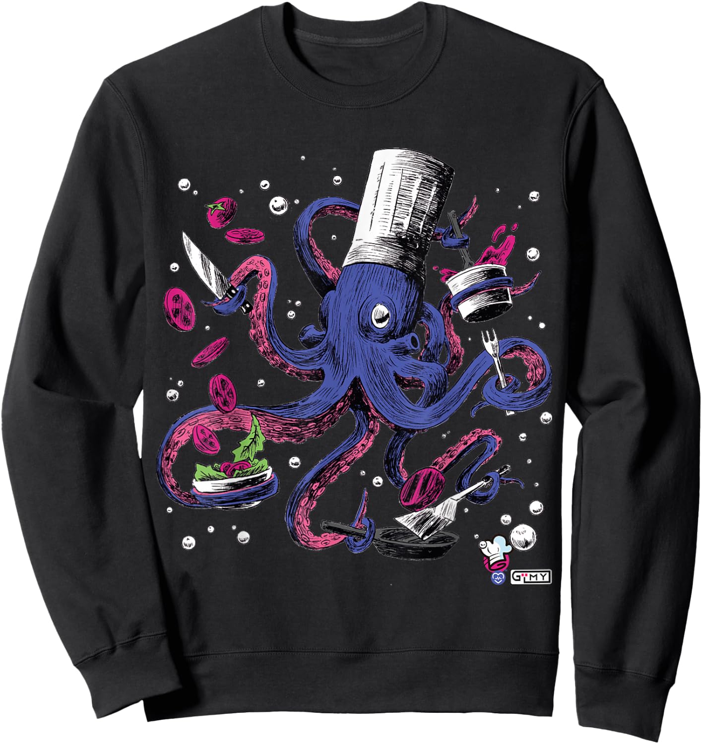 Funny Octopus Kitchen Chef Humor Sweatshirt - Sweatshirt | Black