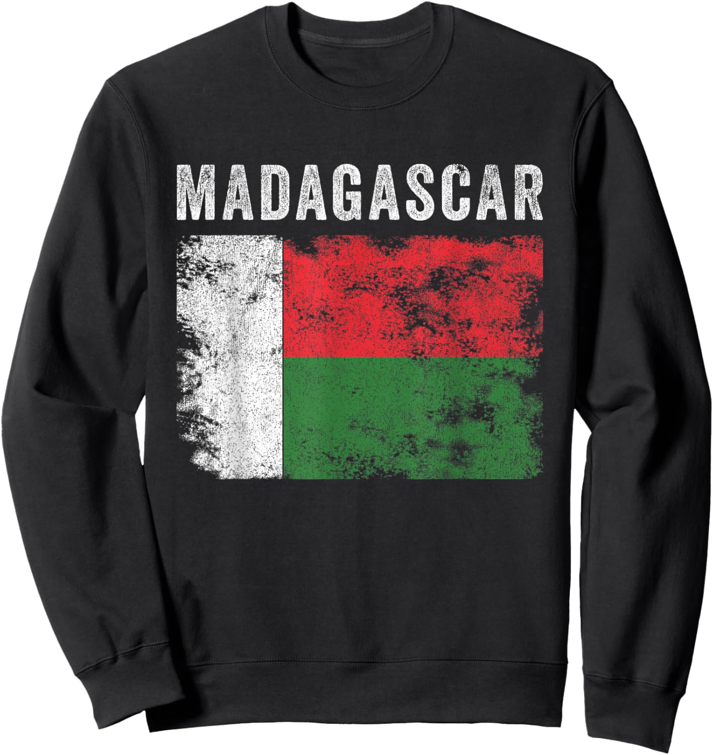 Madagascar Flag Distressed - Men Women Kids - Malagasy Flag Sweatshirt - Sweatshirt | Black