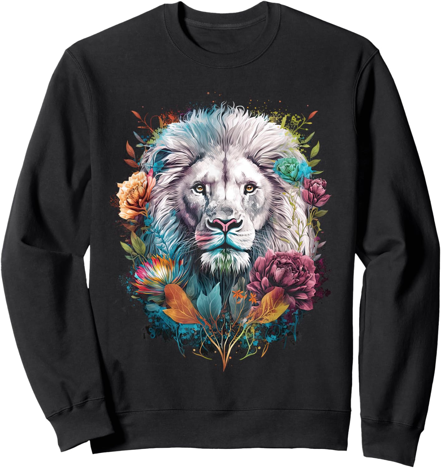 Lion colorful lions From Africa Day of the Dead Sweatshirt - Sweatshirt | Black