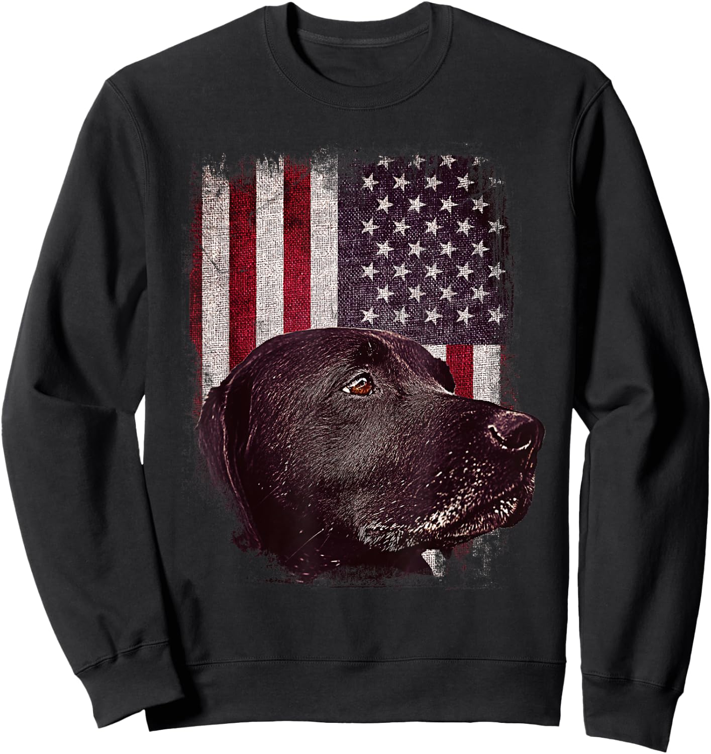 American Black Labrador USA Flag Lab Owner Patriotic Girls Kids Men Sweatshirt - Sweatshirt | Black
