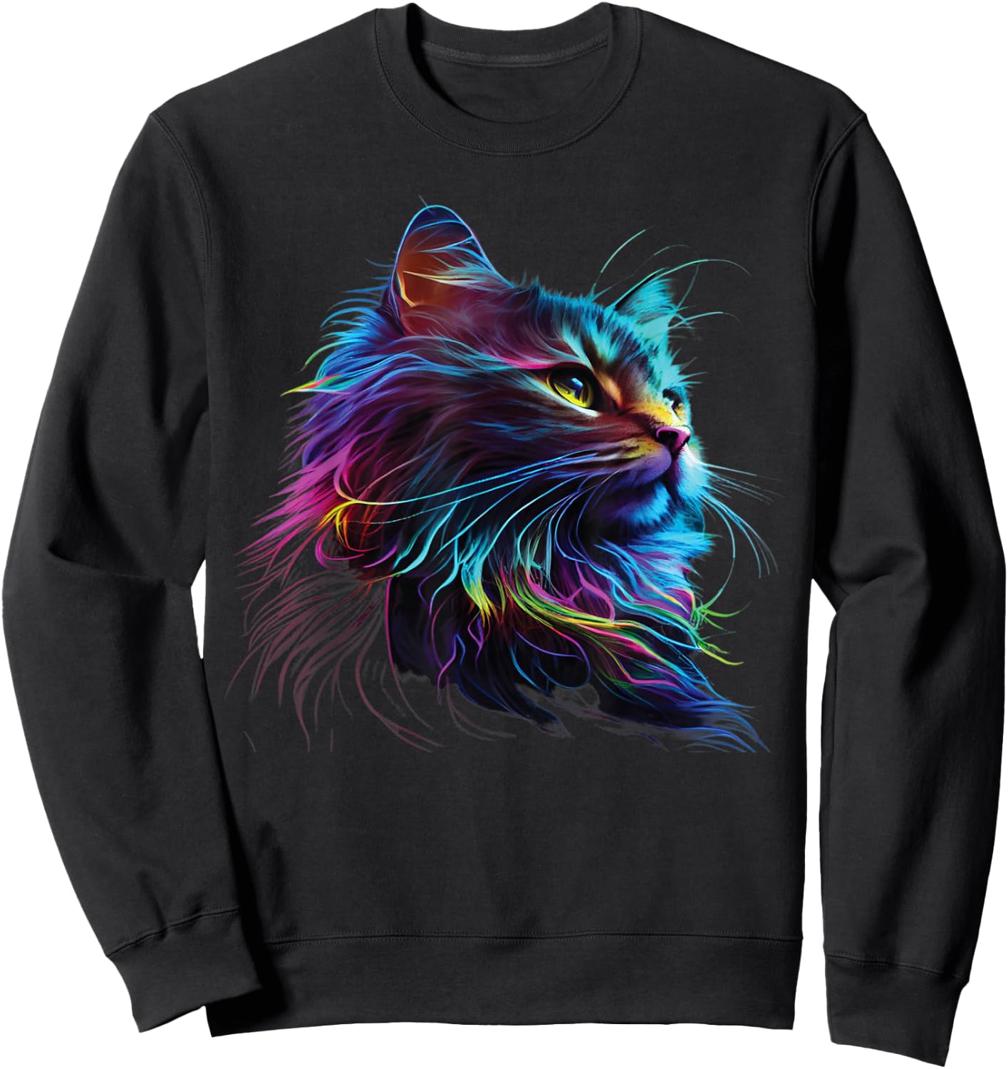 Cute Colorful Cat for Kitten Lovers Art Kitty Cats Sweatshirt - Sweatshirt | Black