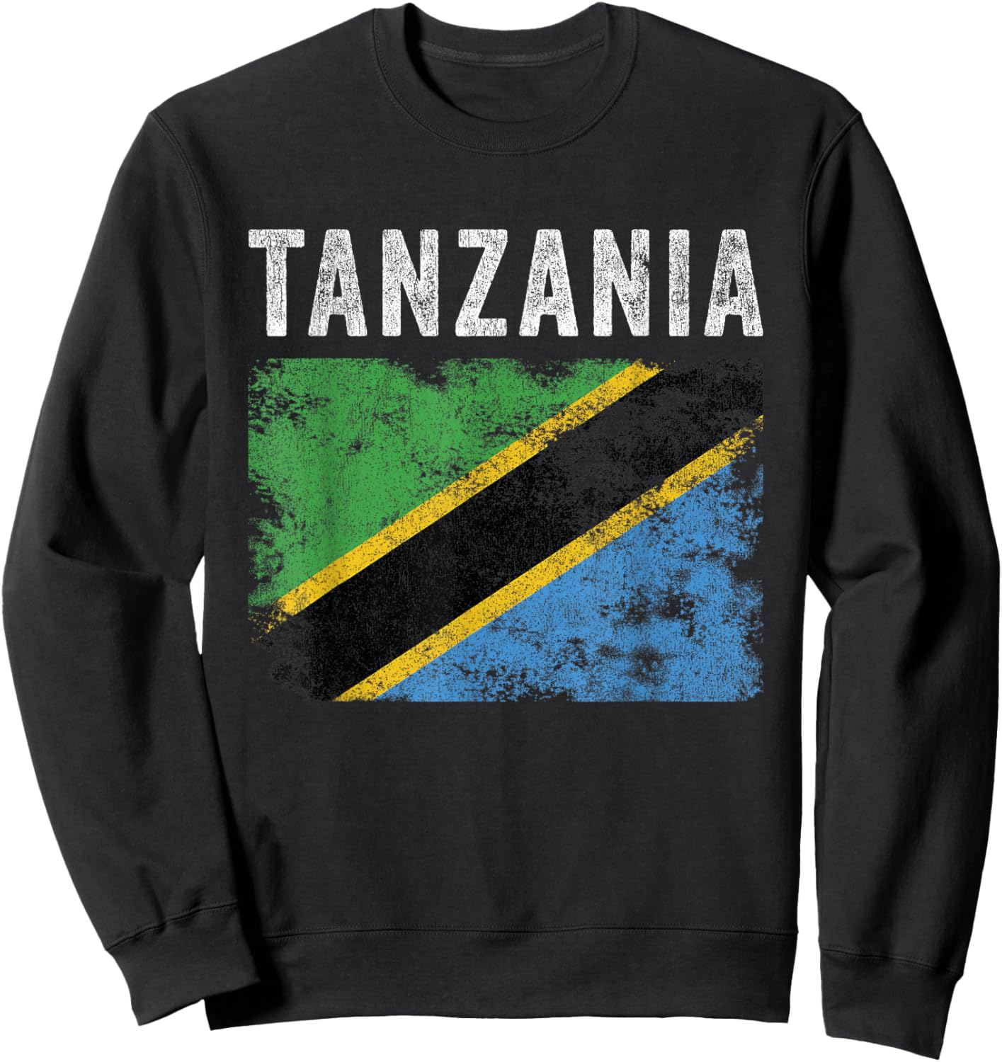 Tanzania Flag Distressed - Men Women Kids - Tanzanian Flag Sweatshirt - Sweatshirt | Black