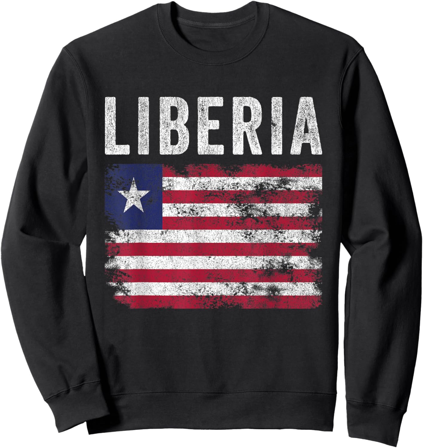 Liberia Flag Distressed - Men Women Kids - Liberian Flag Sweatshirt - Sweatshirt | Black