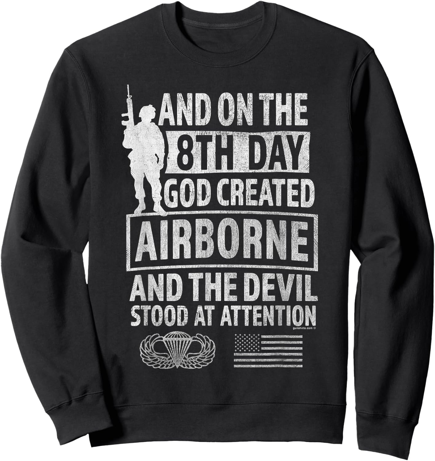 Airborne - 8th Day God Created Airborne, Devil Stood at ... Sweatshirt - Sweatshirt | Black