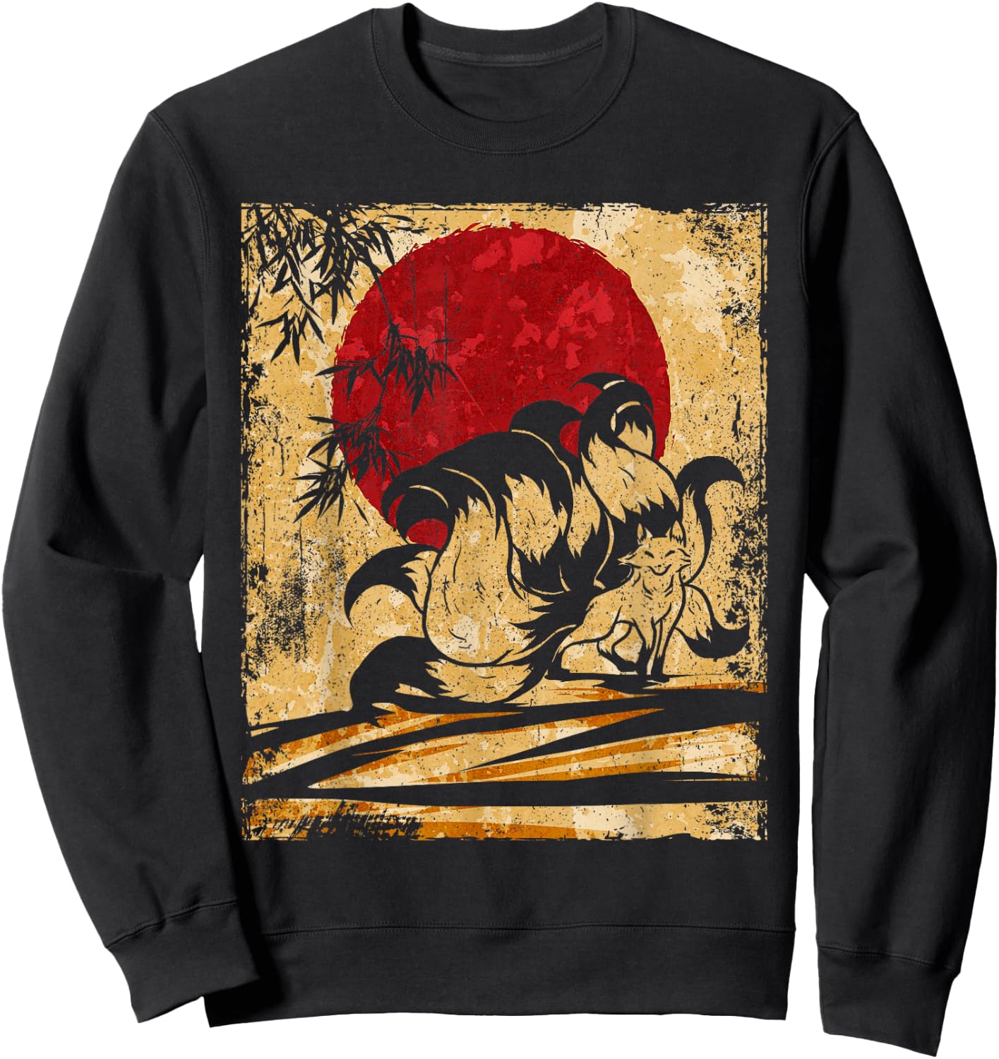 Nine-tailed fox Japanese retro art Sweatshirt - Sweatshirt | Black