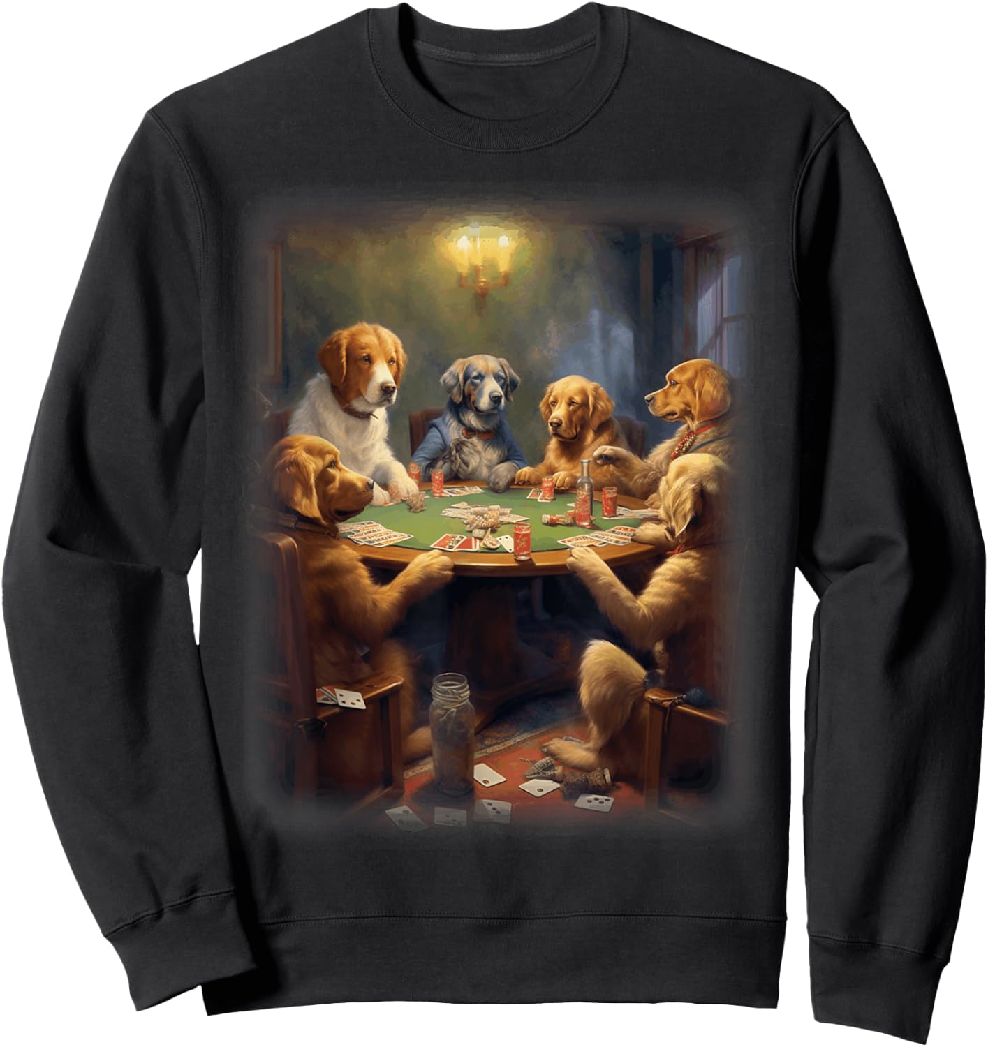Dogs Playing Poker | A Friend in Need | Funny Dog Lover Art Women Sweatshirt - Sweatshirt | Black