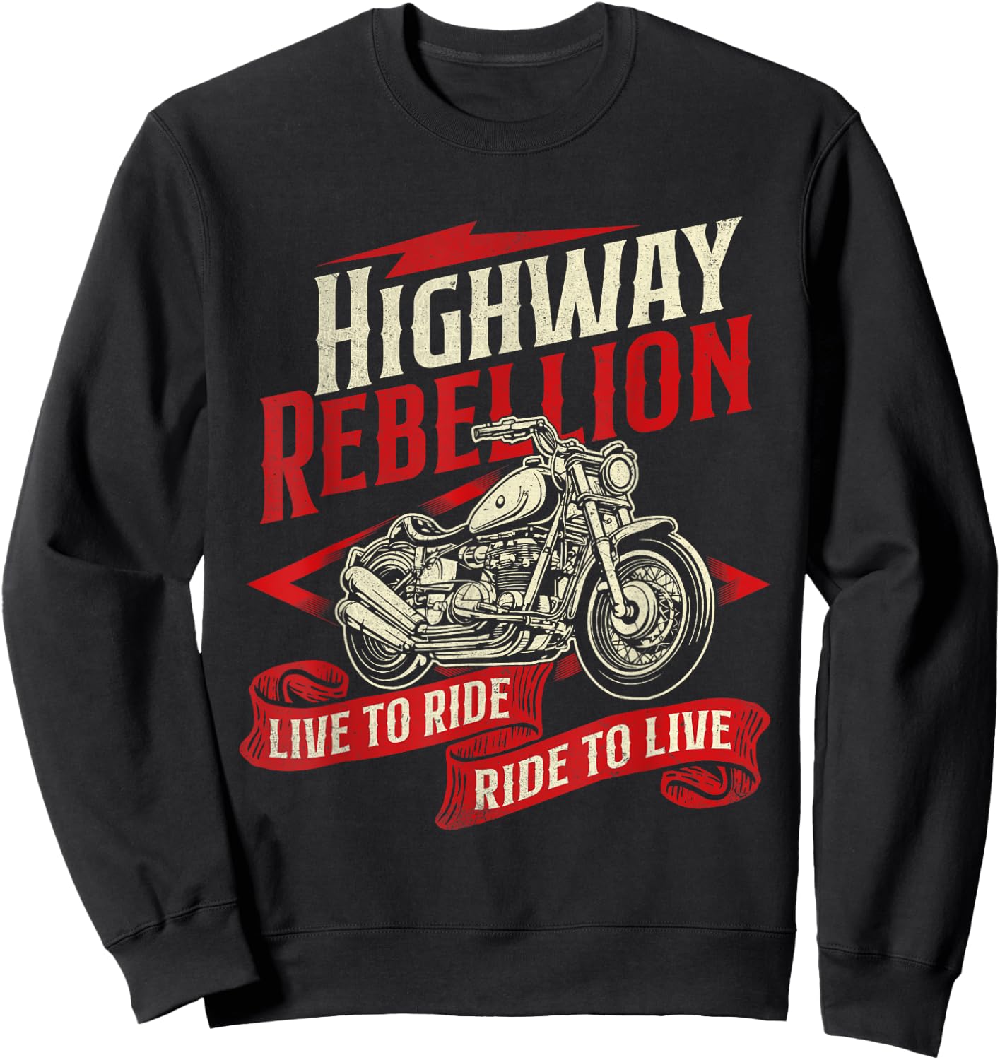 Highway Rebellion - Racing Motorcycling Rider Biker Riding Sweatshirt - Sweatshirt | Black