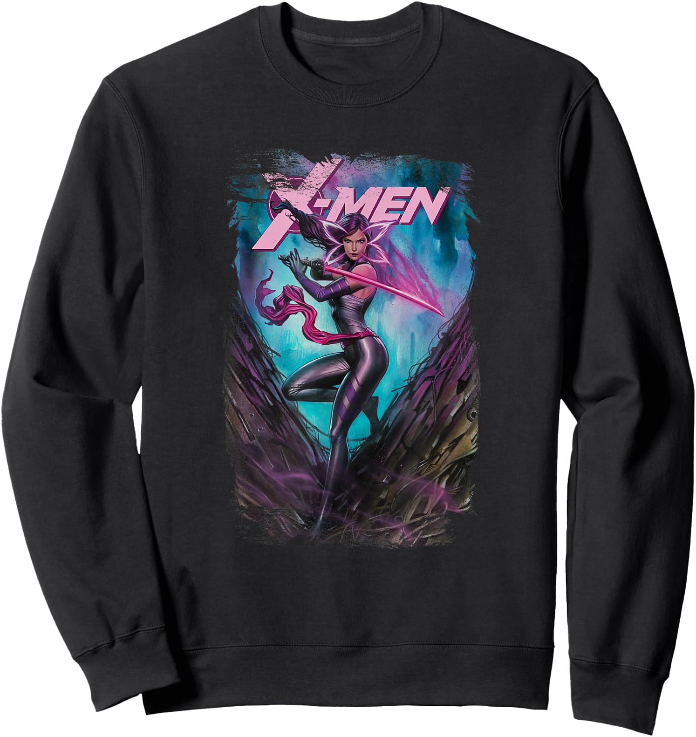 Marvel X-Men Psylocke Wielding Sword Vintage Poster Sweatshirt - Sweatshirt | Black