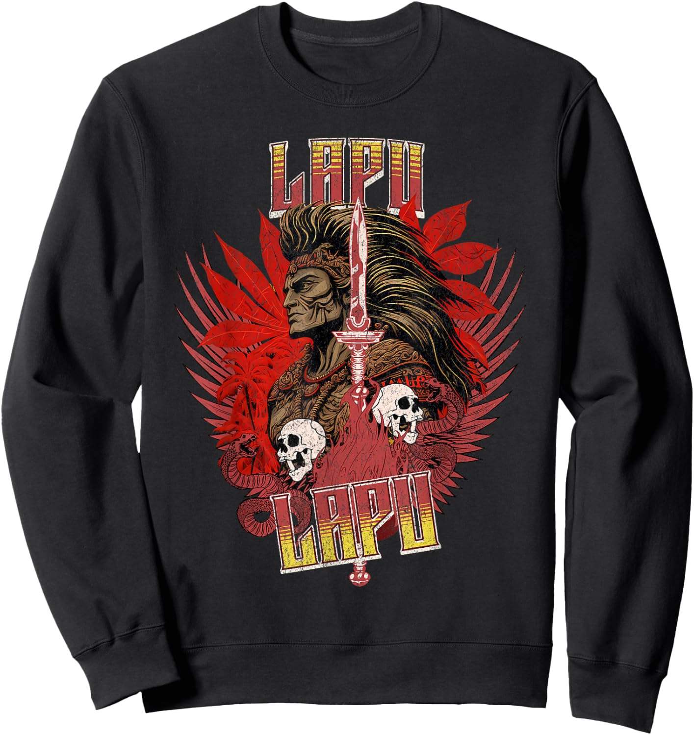 Lapulapu, Lapu Lapu Ancient Filipino Warrior Graphic Art Sweatshirt - Sweatshirt | Black