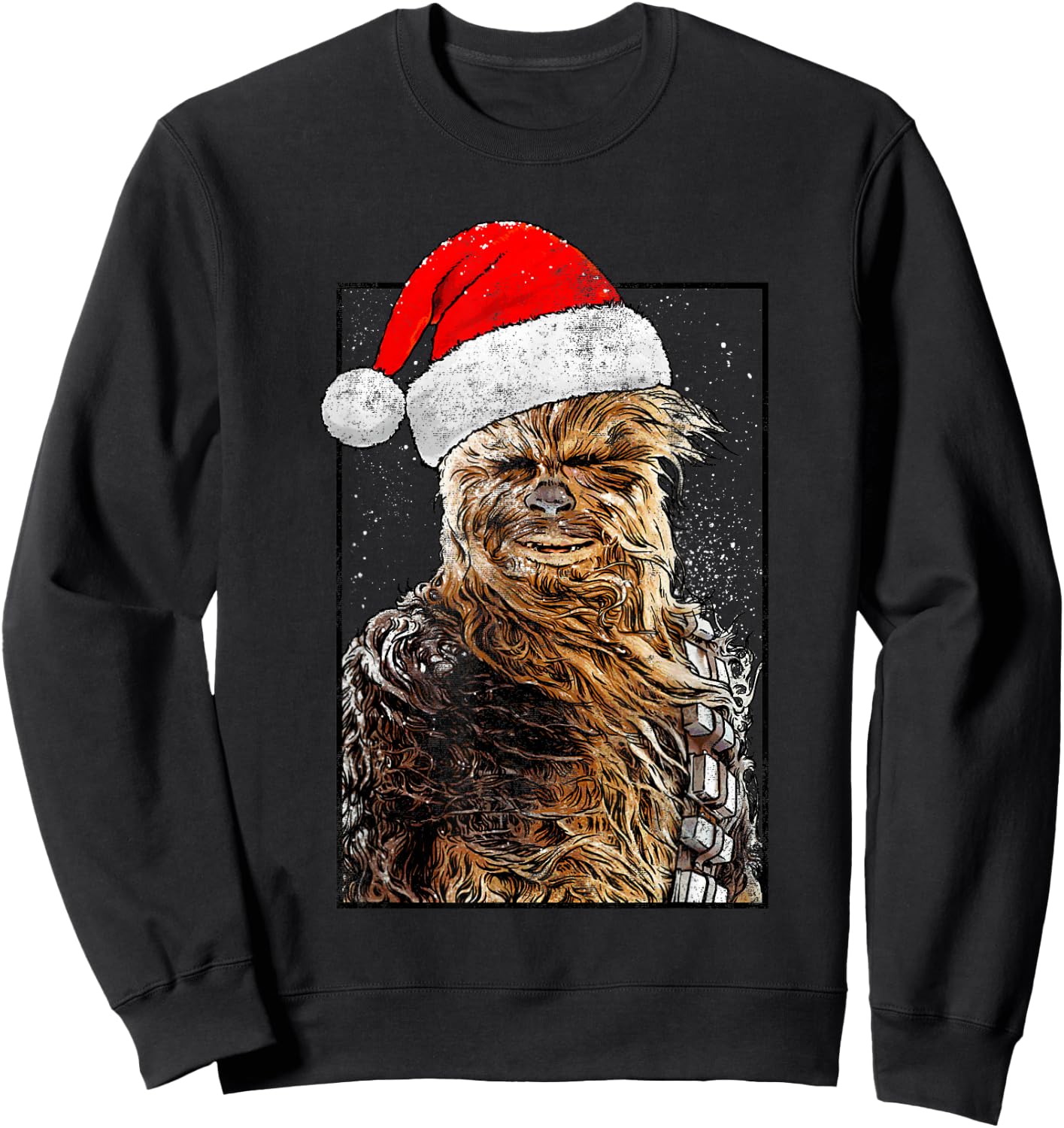 Star Wars Christmas Santa Chewbacca Windswept Movie Panel Sweatshirt - Sweatshirt | Black