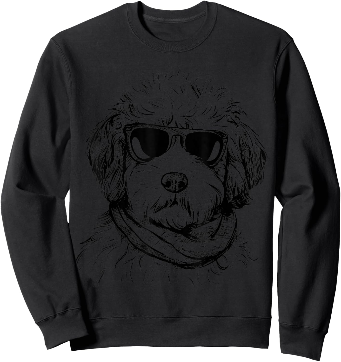 Whoodle Sketch Drawing Art Dog Lover Mom Dad Women Sweatshirt - Sweatshirt | Black