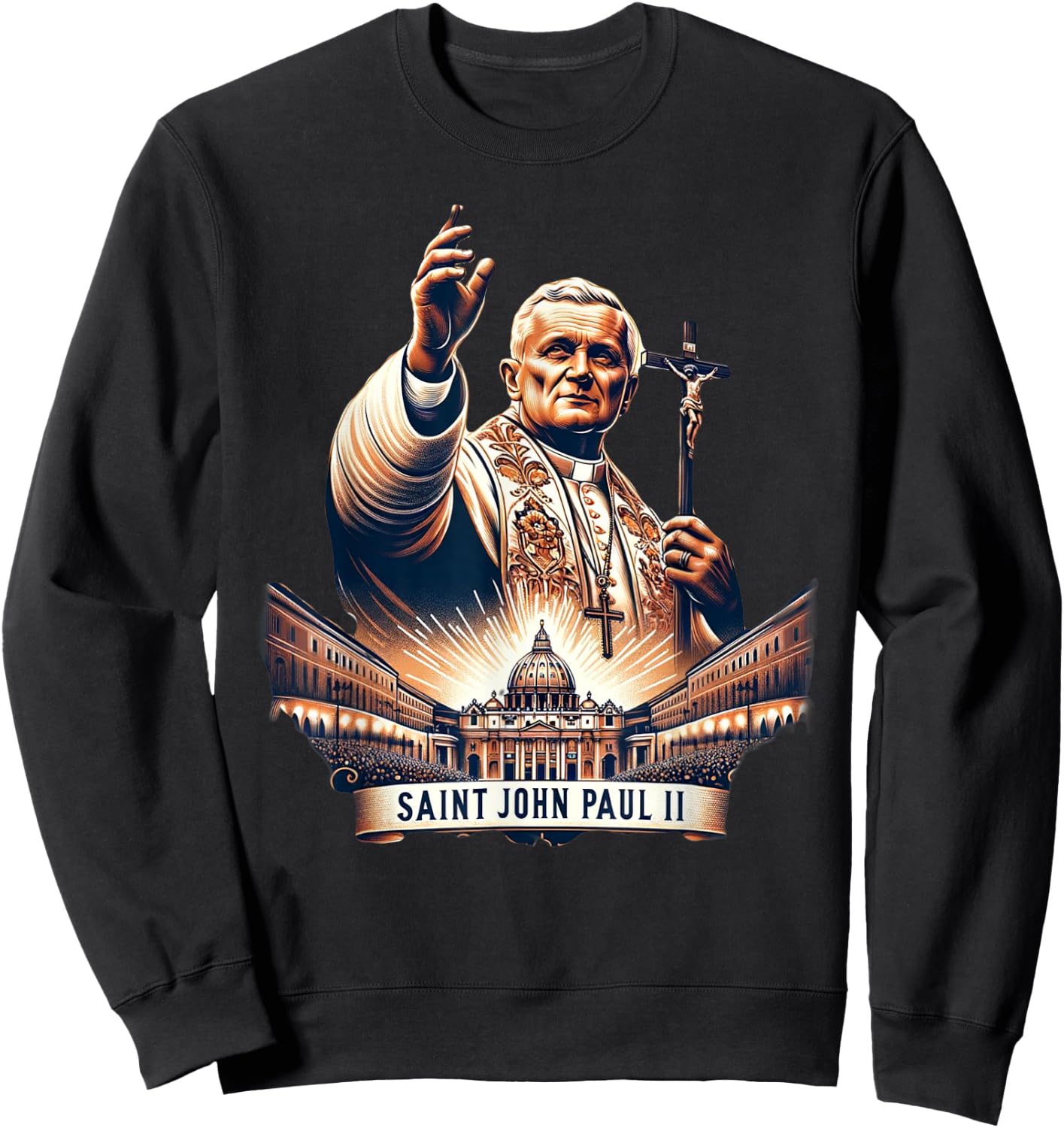 Saint John Paul II Catholic Sweatshirt - Sweatshirt | Black