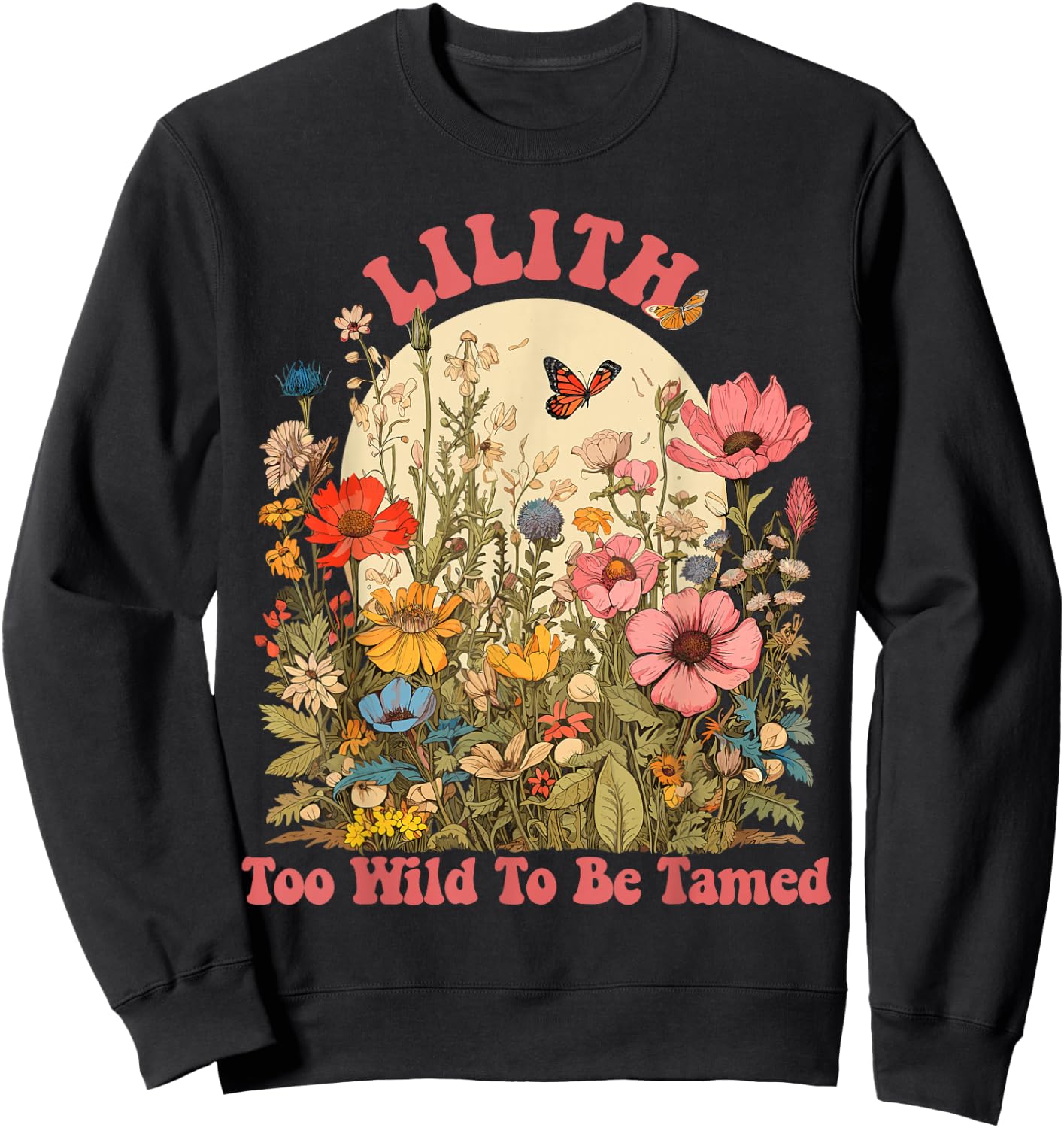 LILITH Name Cute Retro Girls Wildflower LILITH Name Sweatshirt - Sweatshirt | Black