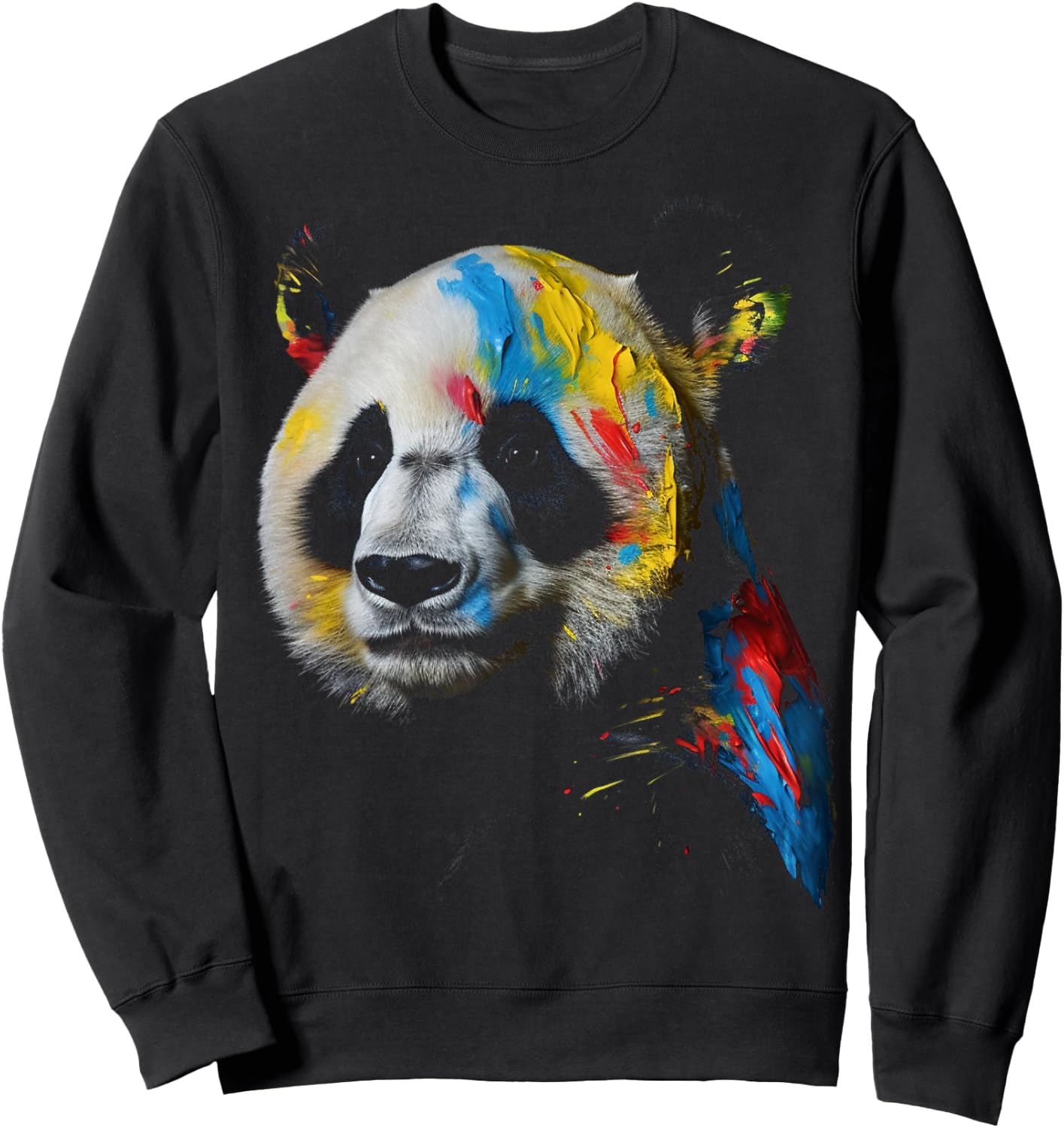 Large Panda Colourful Animal Panda Bear Zoo Art Panda Sweatshirt - Sweatshirt | Black