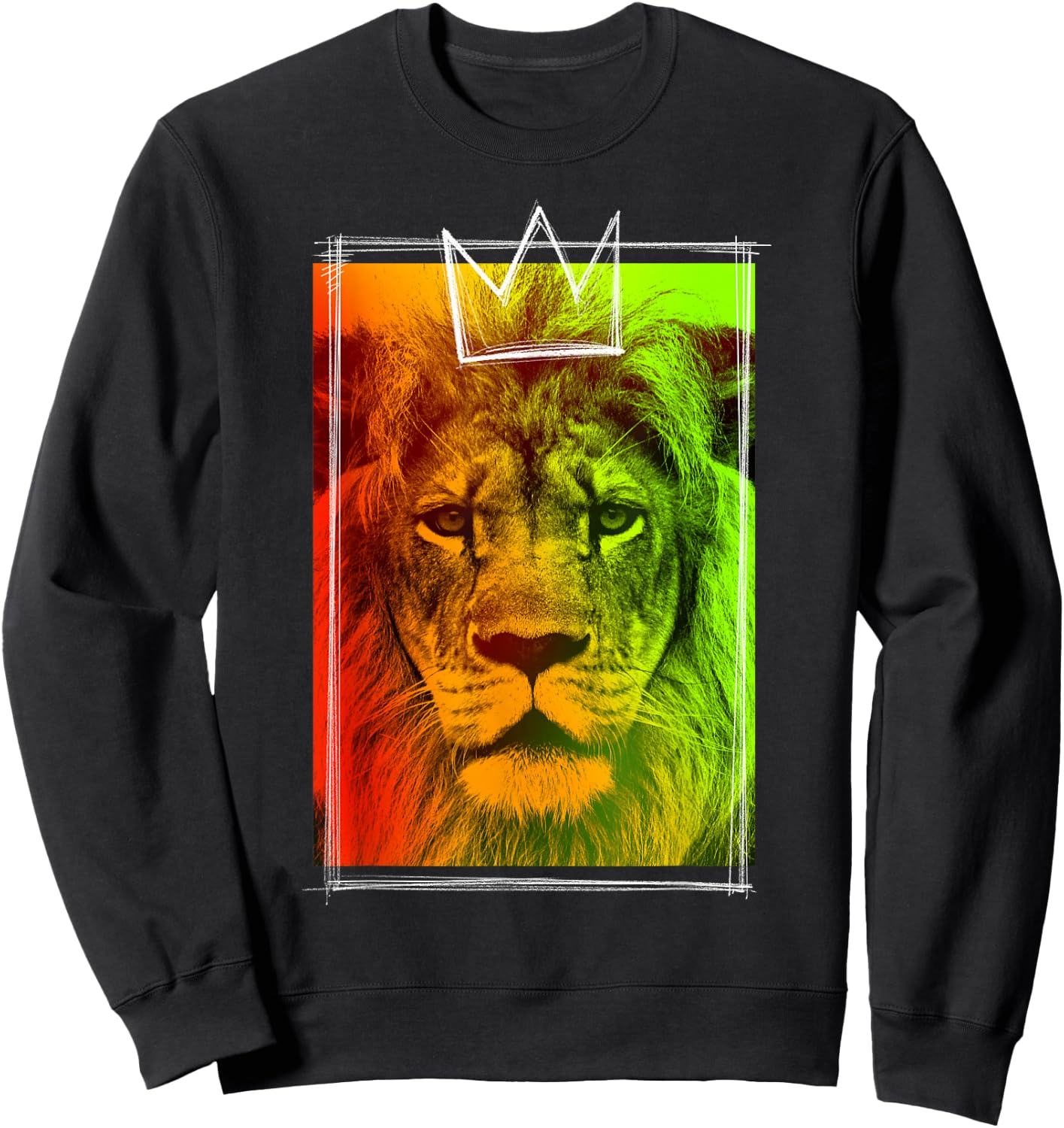 Trendy King Lion Neon Crown Poster Sweatshirt - Sweatshirt | Black