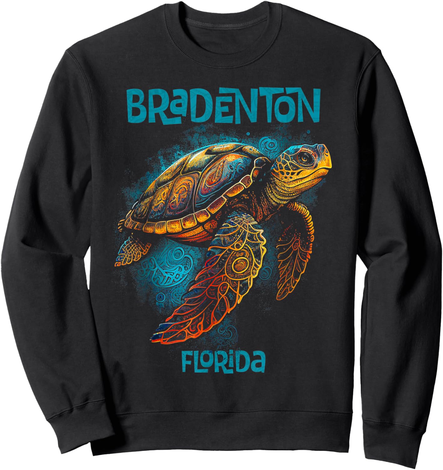 Bradenton Beach Florida FL Retro Vintage Sea Turtle Sweatshirt - Sweatshirt | Black