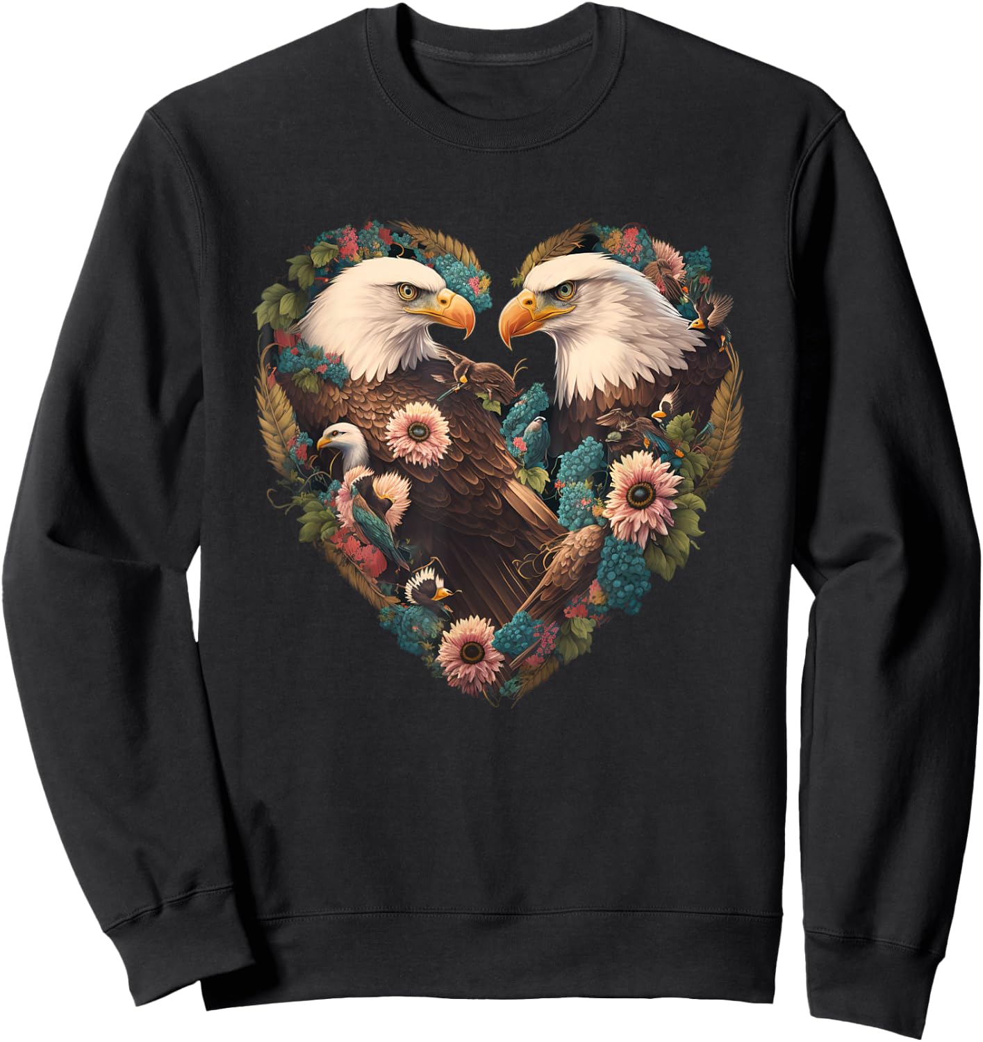 Valentine's Day Bald Eagle Heart Sweatshirt - Sweatshirt | Black