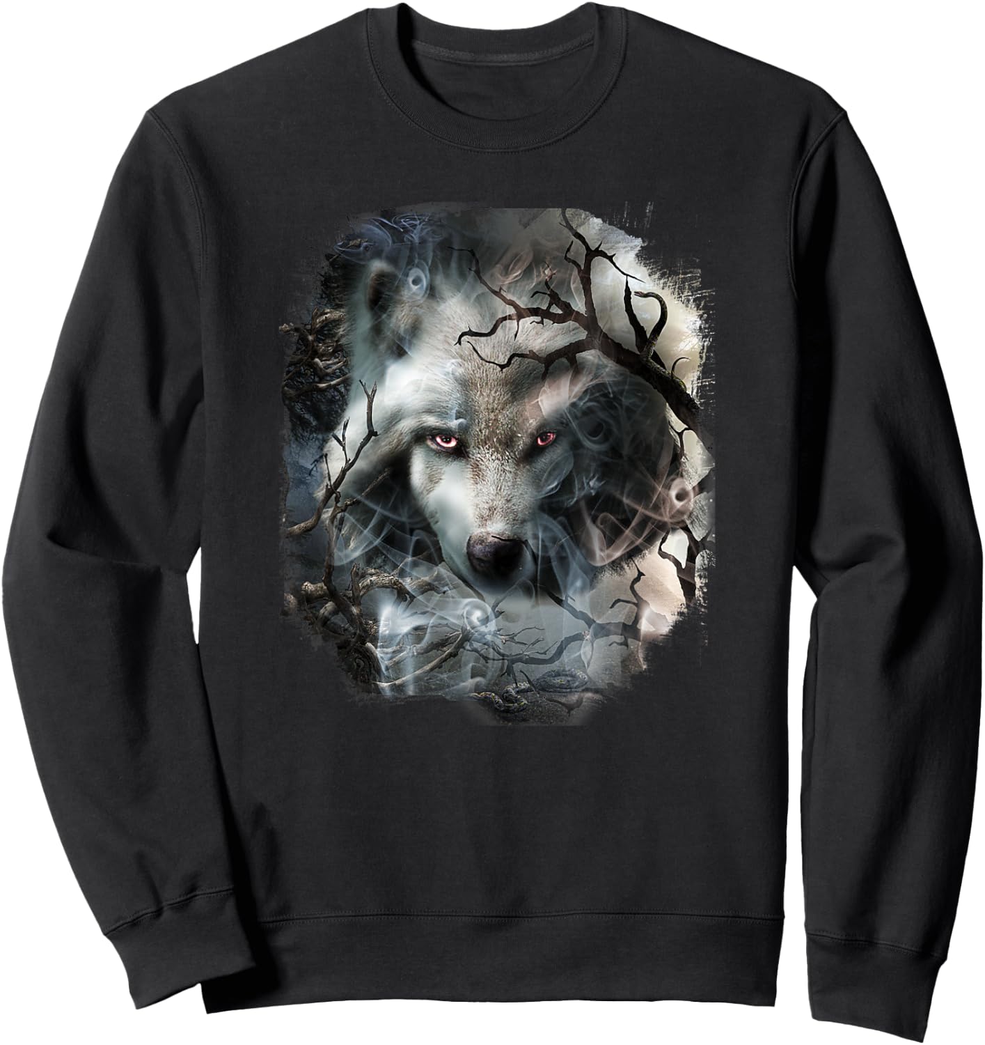 Forest Tree Wolf Face Noir Sweatshirt - Sweatshirt | Black