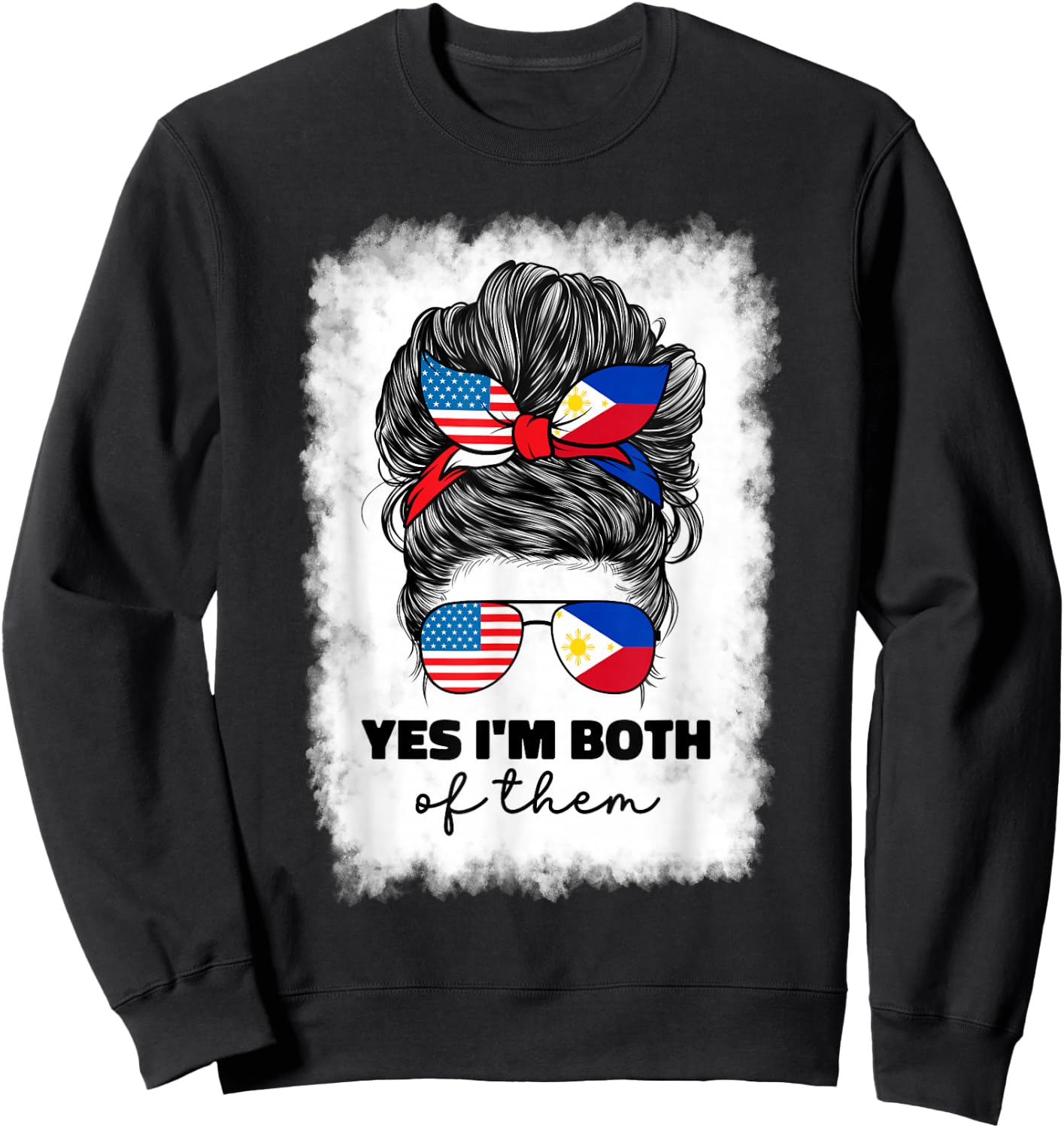 Half Filipino And American America Philippines Usa Flag Girl Sweatshirt - Sweatshirt | Black