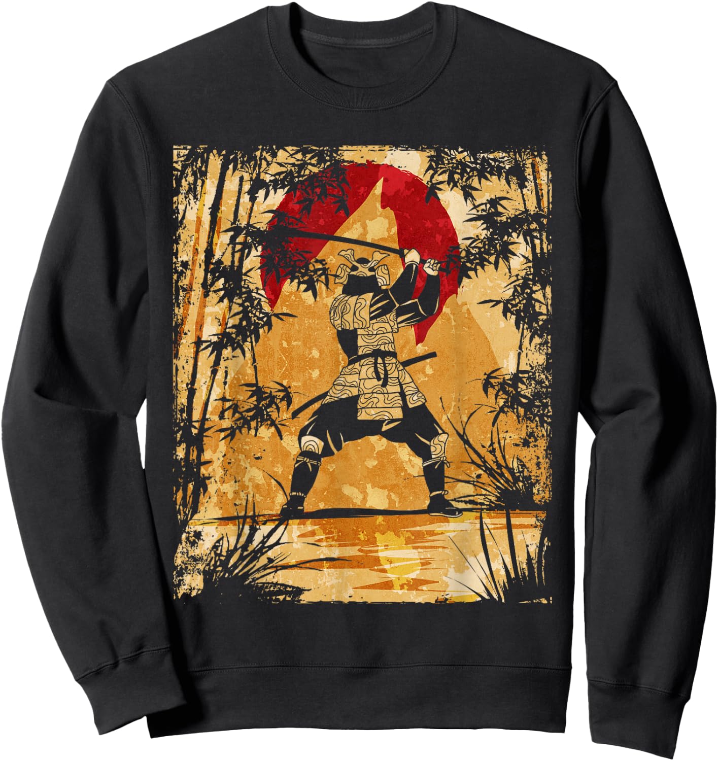 Samurai Japanese Art Vintage Fighter Retro Sweatshirt - Sweatshirt | Black