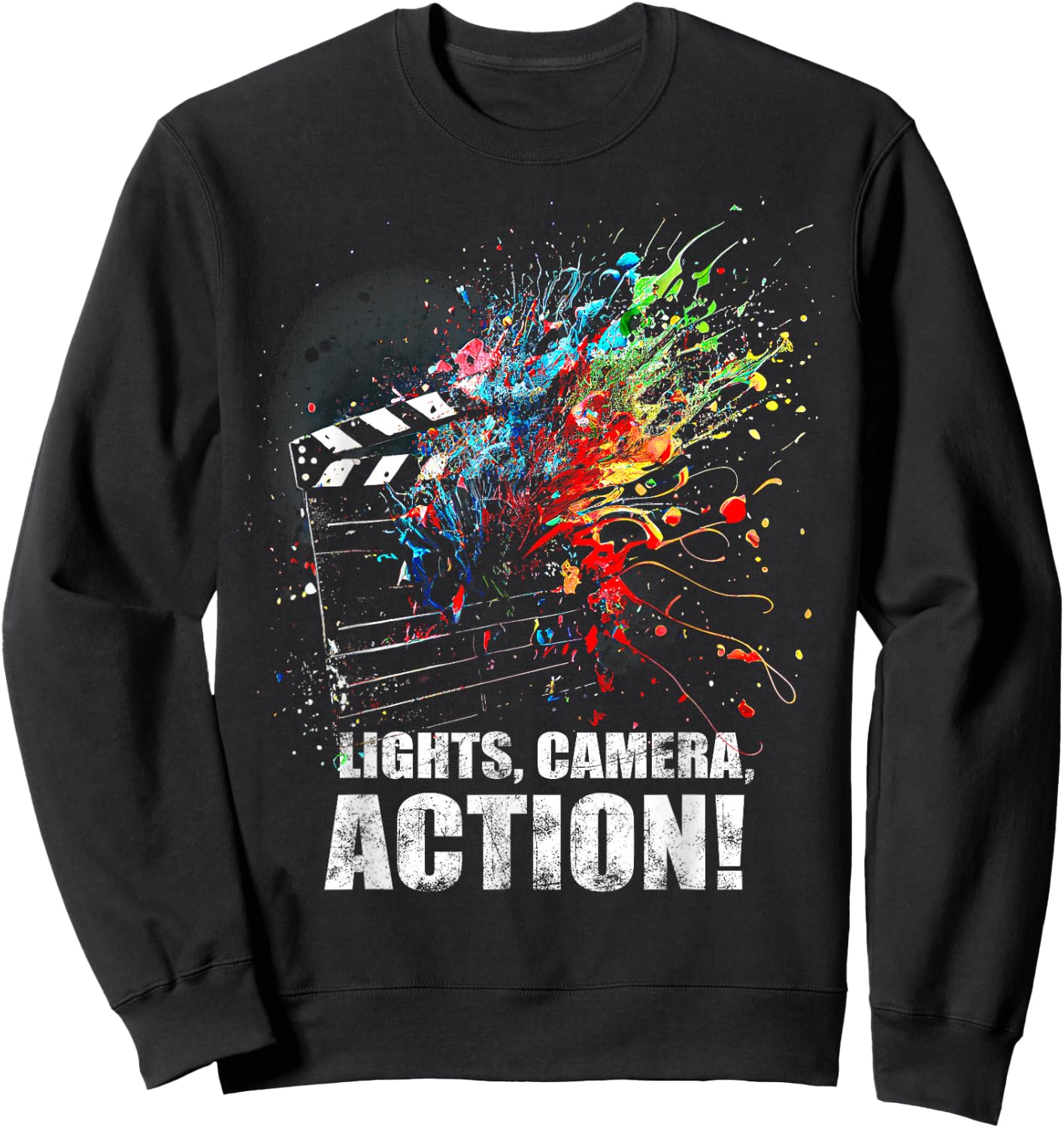 Lights Camera Action Movie Director Movie Clapper Board Sweatshirt - Sweatshirt | Black