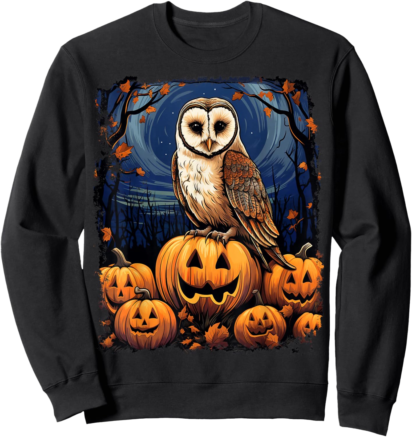 Pop Art Colorful Barn Owl Halloween Sweatshirt - Sweatshirt | Black