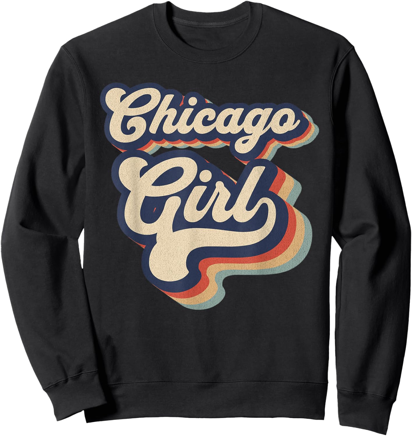 Vintage Design For Girls From Chicago Illinois Sweatshirt - Sweatshirt | Black