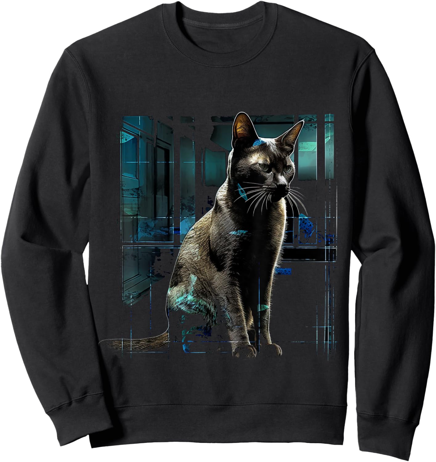 Cat Artwork - Cat Motif Animal Cat Women Kids Sweatshirt - Sweatshirt | Black