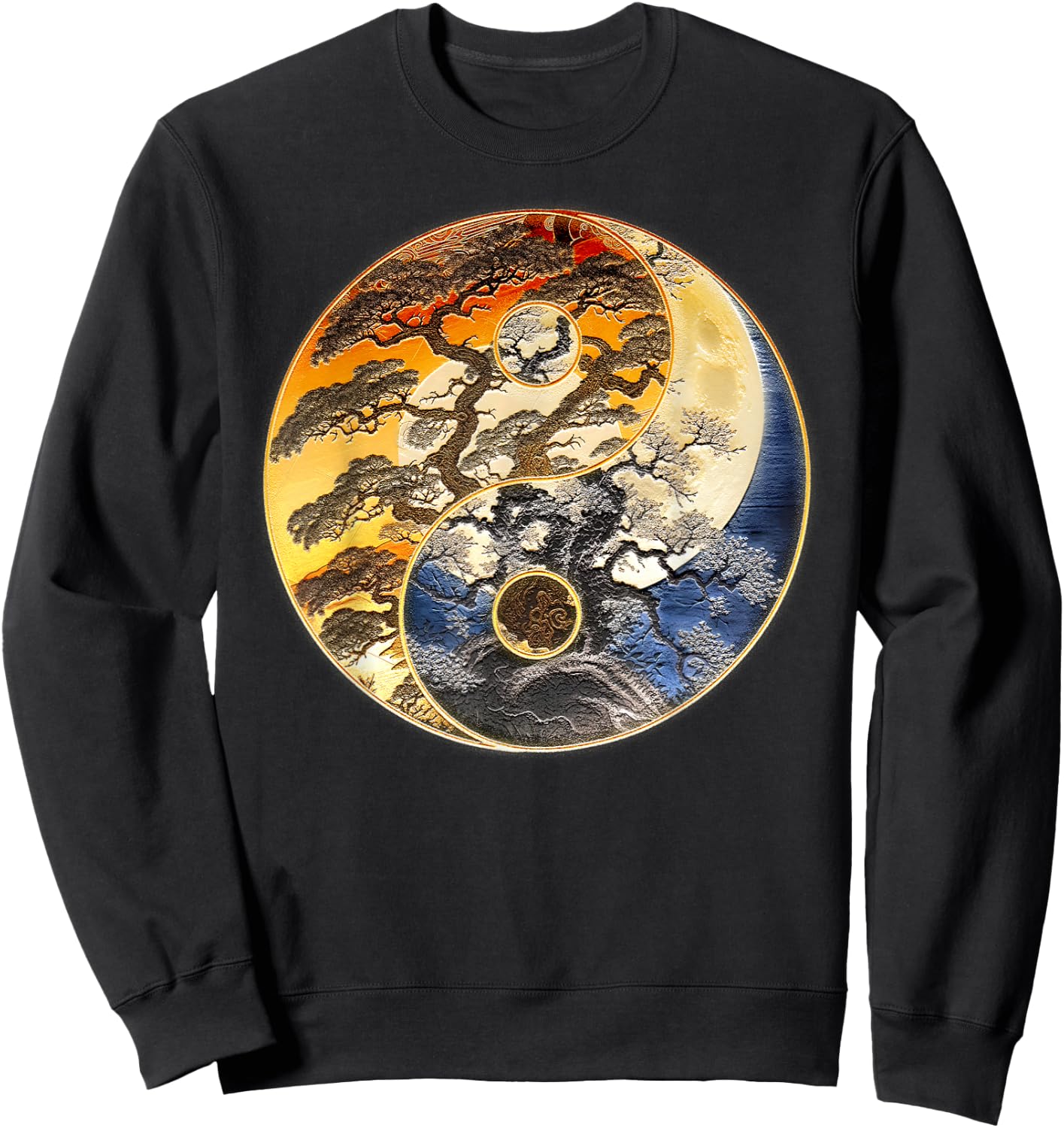 Yin Yang Tree of Life Moon Sun Duality Sweatshirt - Sweatshirt | Black