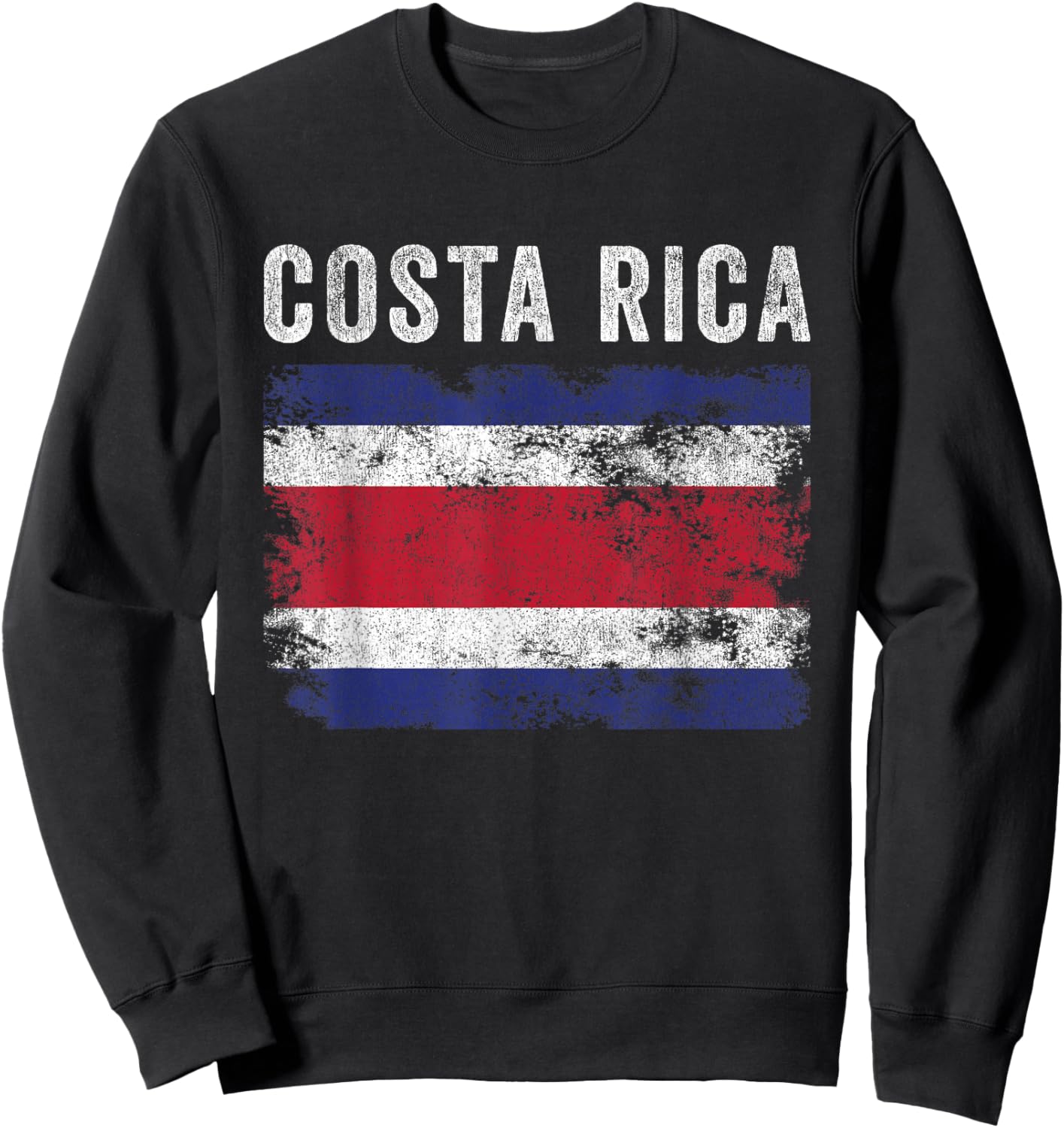 Costa Rica Flag Distressed - Men Women - Costa Rican Flag Sweatshirt - Sweatshirt | Black